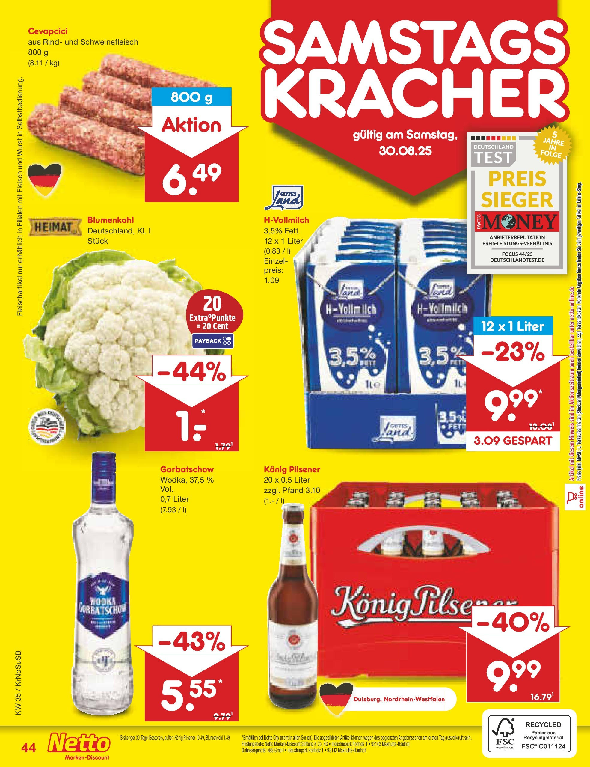 Netto Marken-Discount prospekt Jüchen	 (ab 24.08.2025) » Angebote | Seite: 64 | Produkte: Konig pilsener, Cevapcici, Wurst, Schweinefleisch