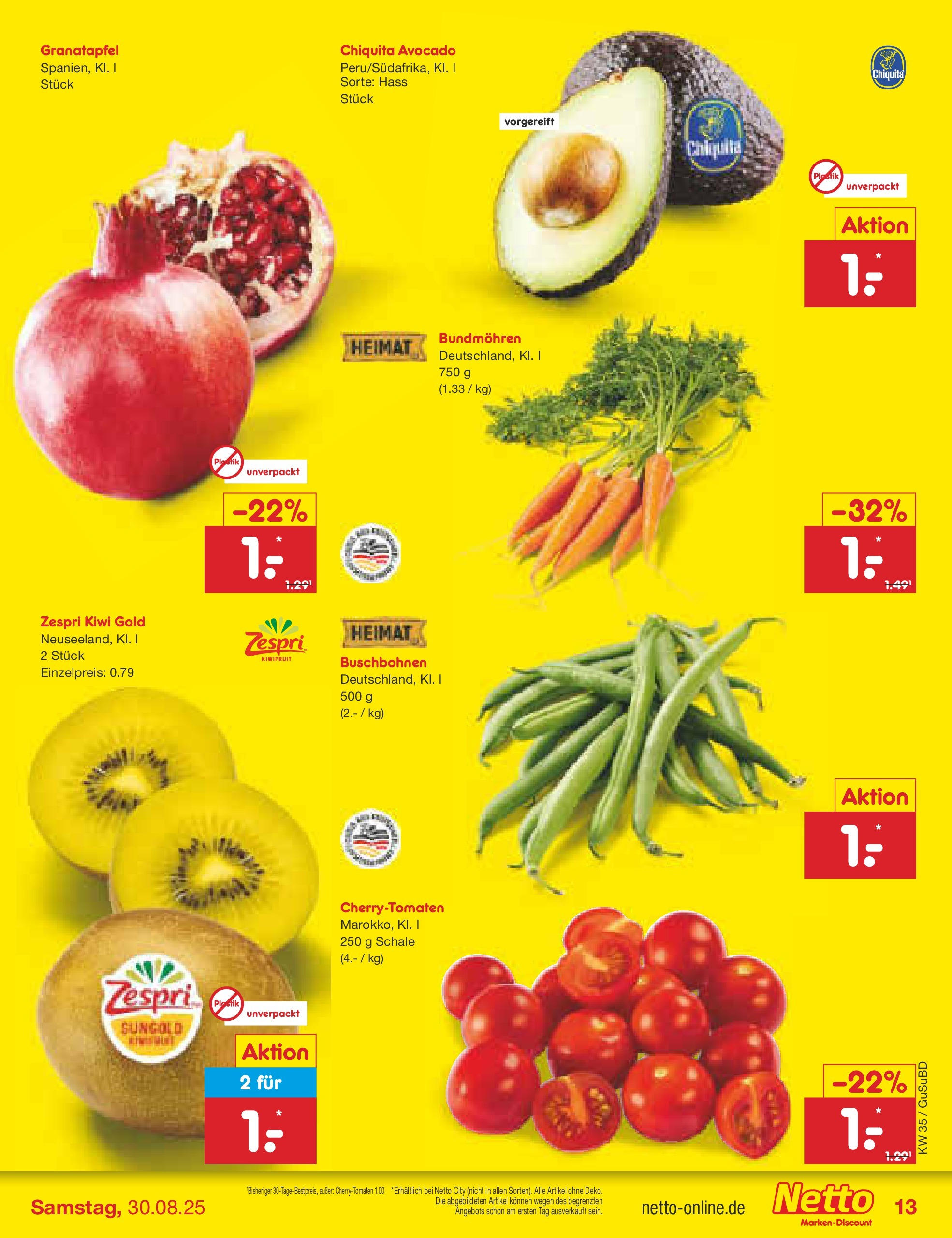 Netto Marken-Discount prospekt Glauchau	 (ab 24.08.2025) » Angebote | Seite: 19 | Produkte: Granatapfel, Avocado, Kiwi
