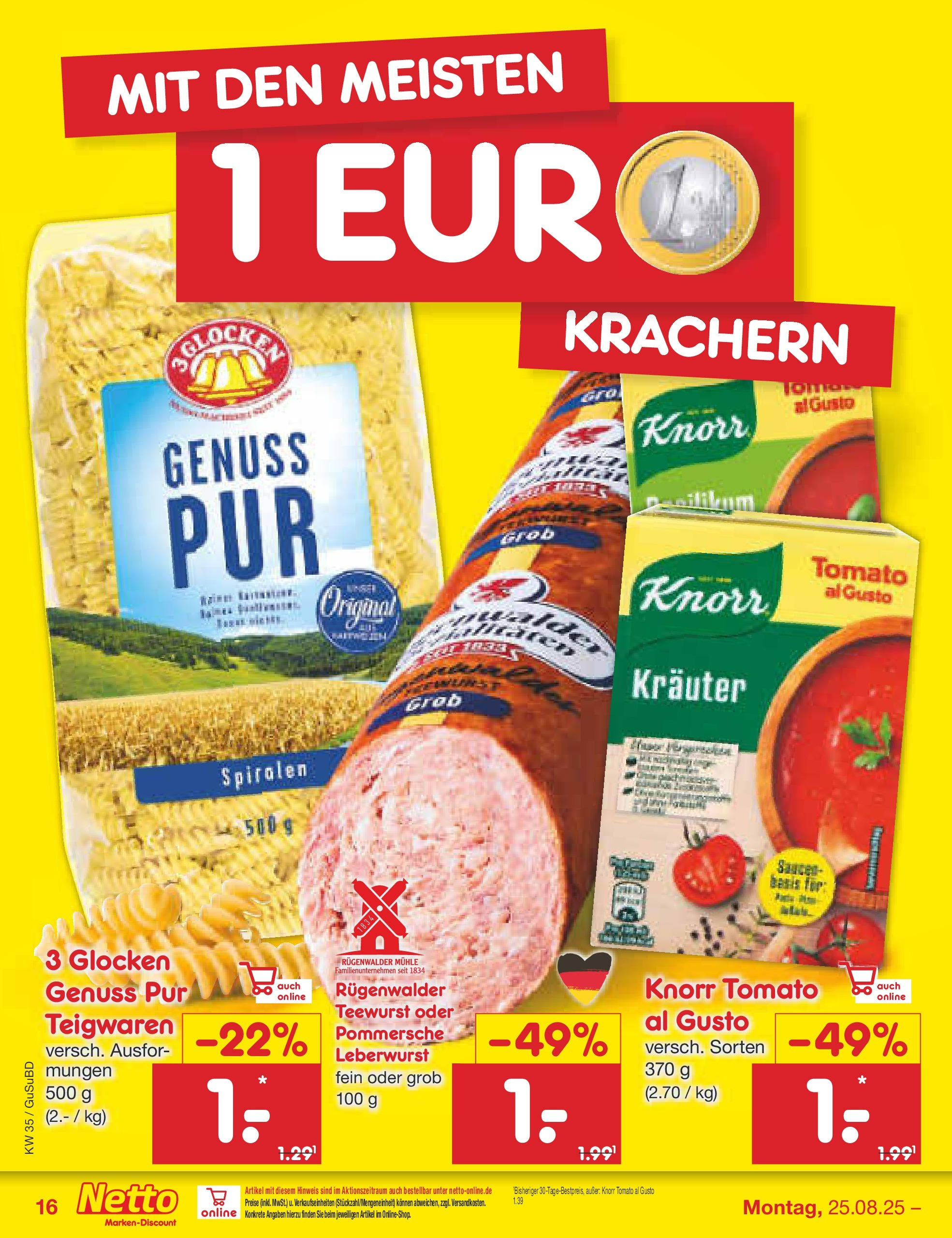 Netto Marken-Discount prospekt Glauchau	 (ab 24.08.2025) » Angebote | Seite: 22 | Produkte: Mühle, Knorr