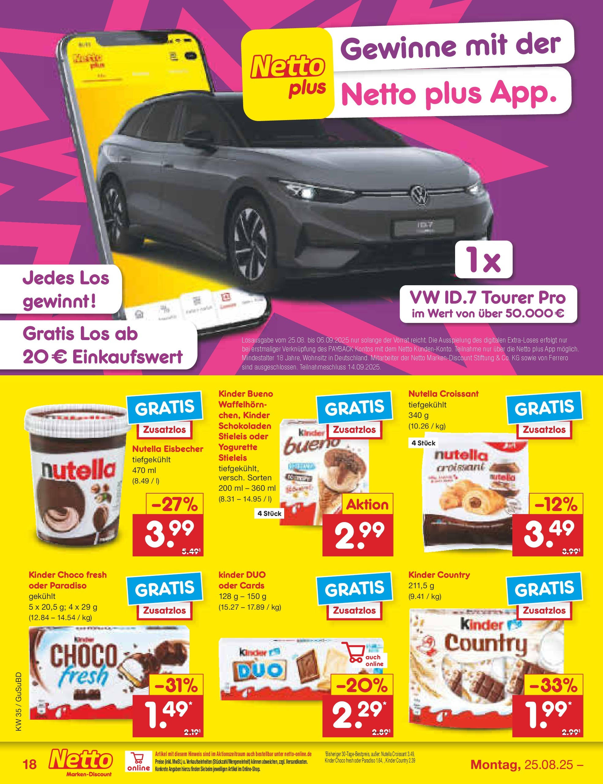 Netto Marken-Discount prospekt Glauchau	 (ab 24.08.2025) » Angebote | Seite: 26 | Produkte: Yogurette, Kinder bueno, Nutella, Kinder country
