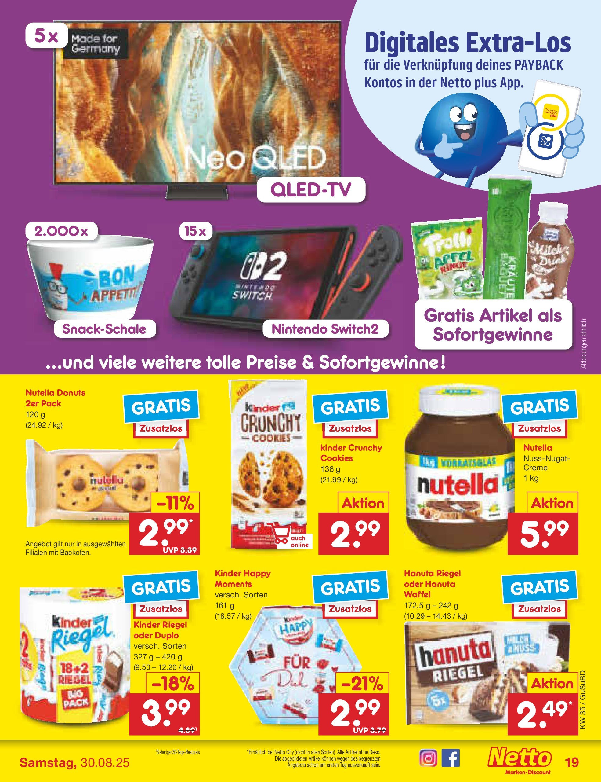 Netto Marken-Discount prospekt Glauchau	 (ab 24.08.2025) » Angebote | Seite: 27 | Produkte: Kinder riegel, Creme, Nutella, Donuts