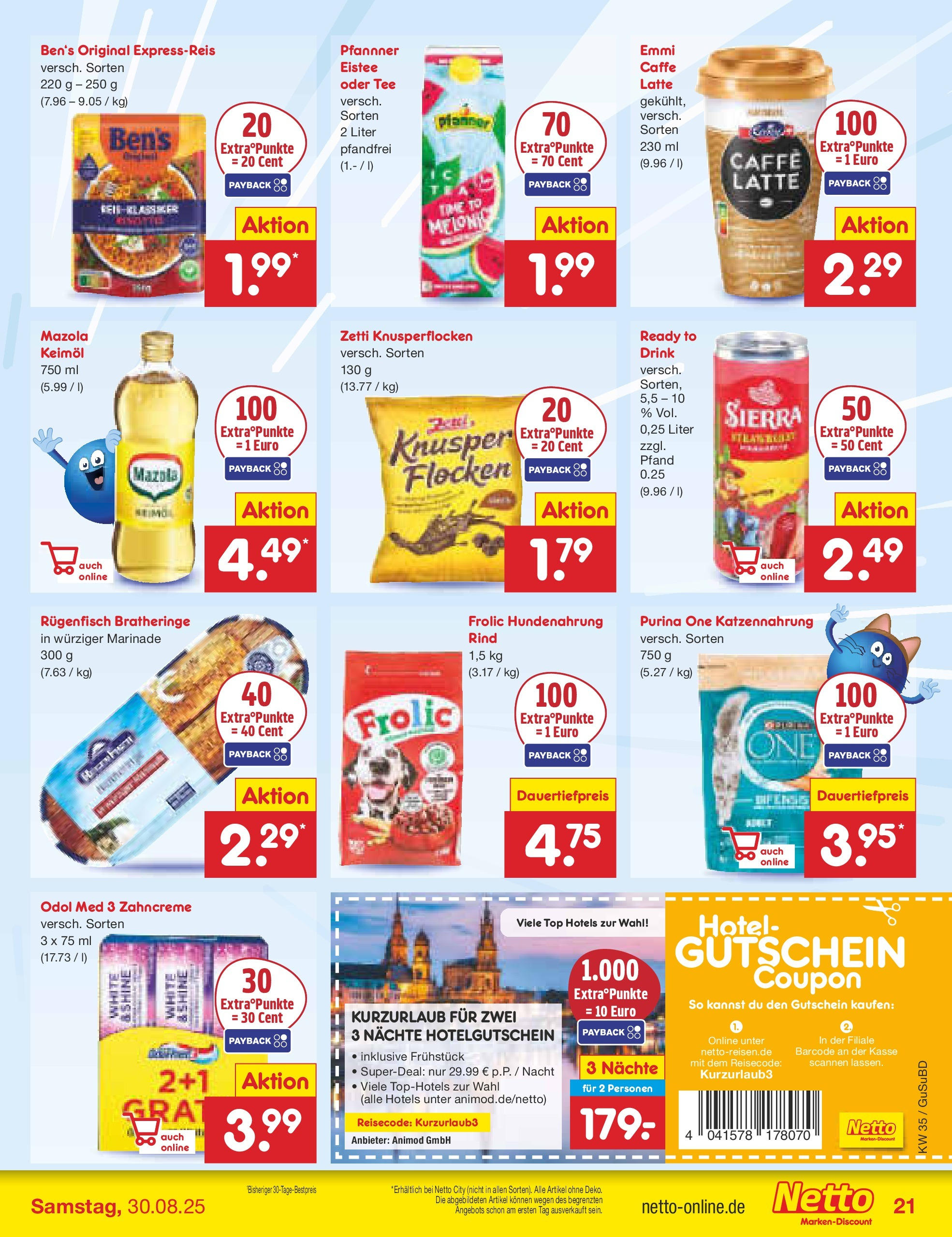 Netto Marken-Discount prospekt Glauchau	 (ab 24.08.2025) » Angebote | Seite: 29 | Produkte: Purina one, Top, Tee