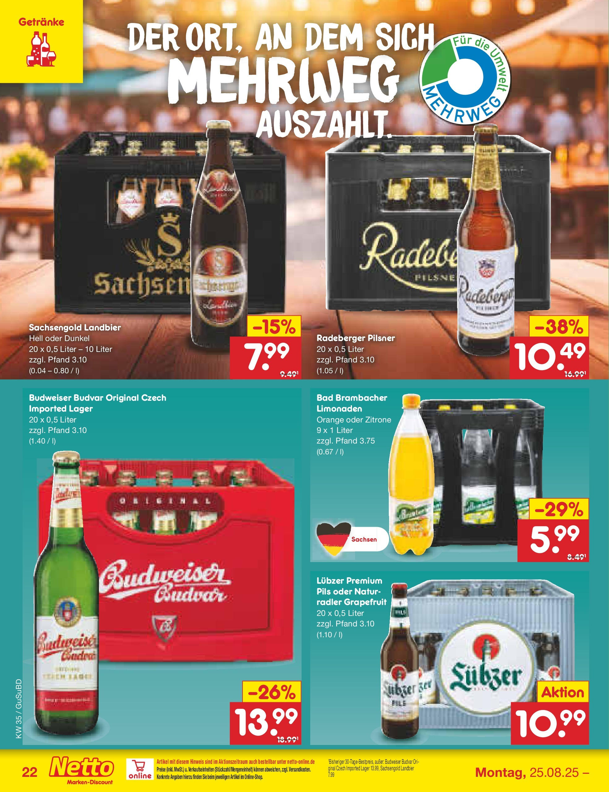 Netto Marken-Discount prospekt Glauchau	 (ab 24.08.2025) » Angebote | Seite: 32 | Produkte: Pils, Grapefruit, Radler, Zitrone