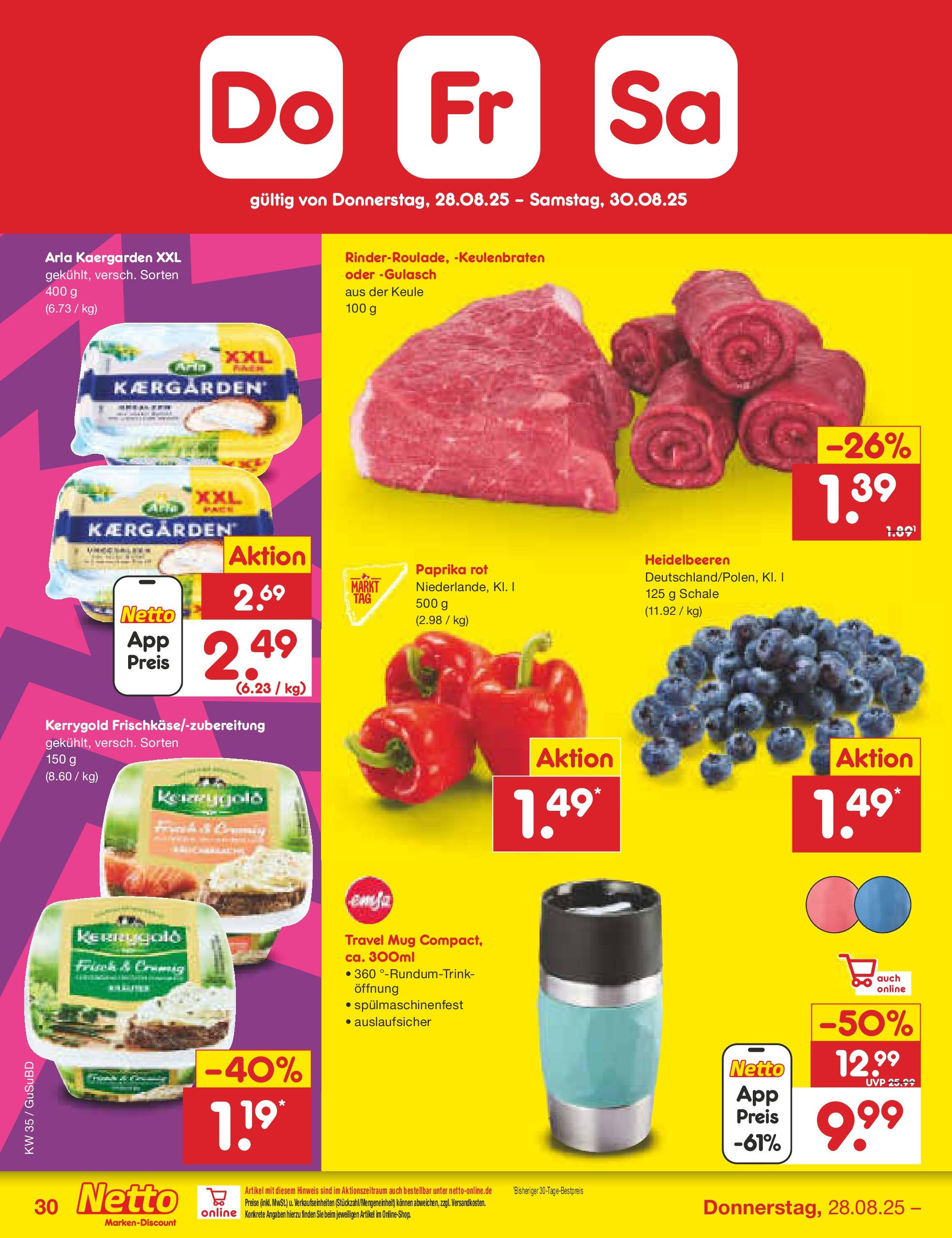 Netto Marken-Discount prospekt Glauchau	 (ab 24.08.2025) » Angebote | Seite: 46 | Produkte: Paprika rot, Heidelbeeren, Paprika, Gulasch