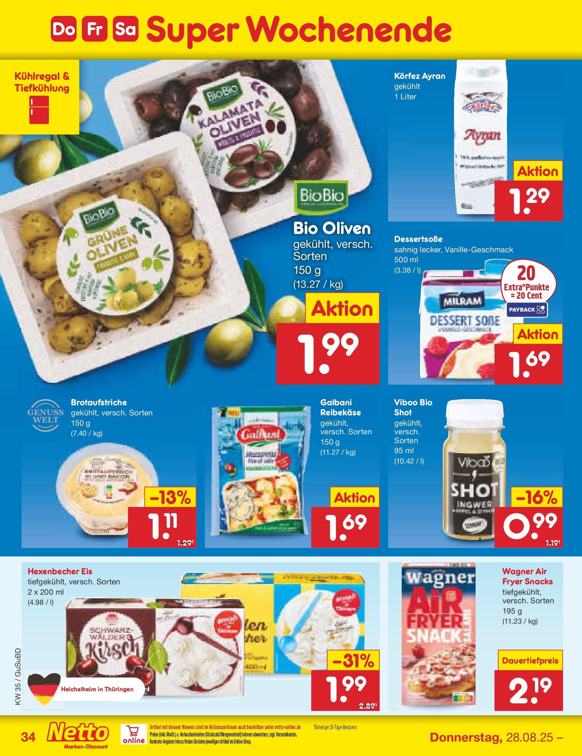 Netto Marken-Discount prospekt Glauchau	 (ab 24.08.2025) » Angebote | Seite: 50 | Produkte: Milram, Reibekase, Eis