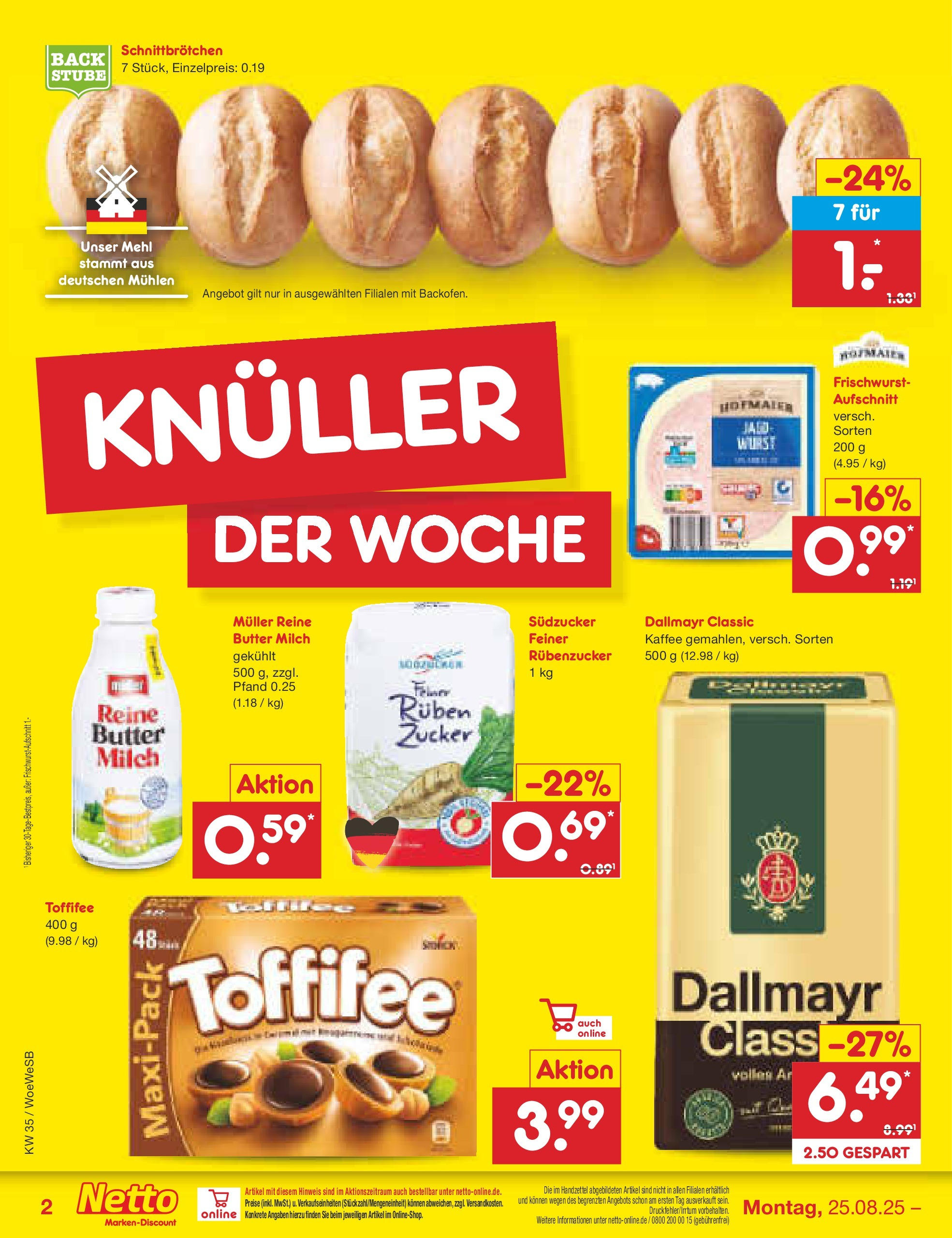 Netto Marken-Discount prospekt Katzweiler	 (ab 24.08.2025) » Angebote | Seite: 2 | Produkte: Mehl, Milch, Butter, Zucker