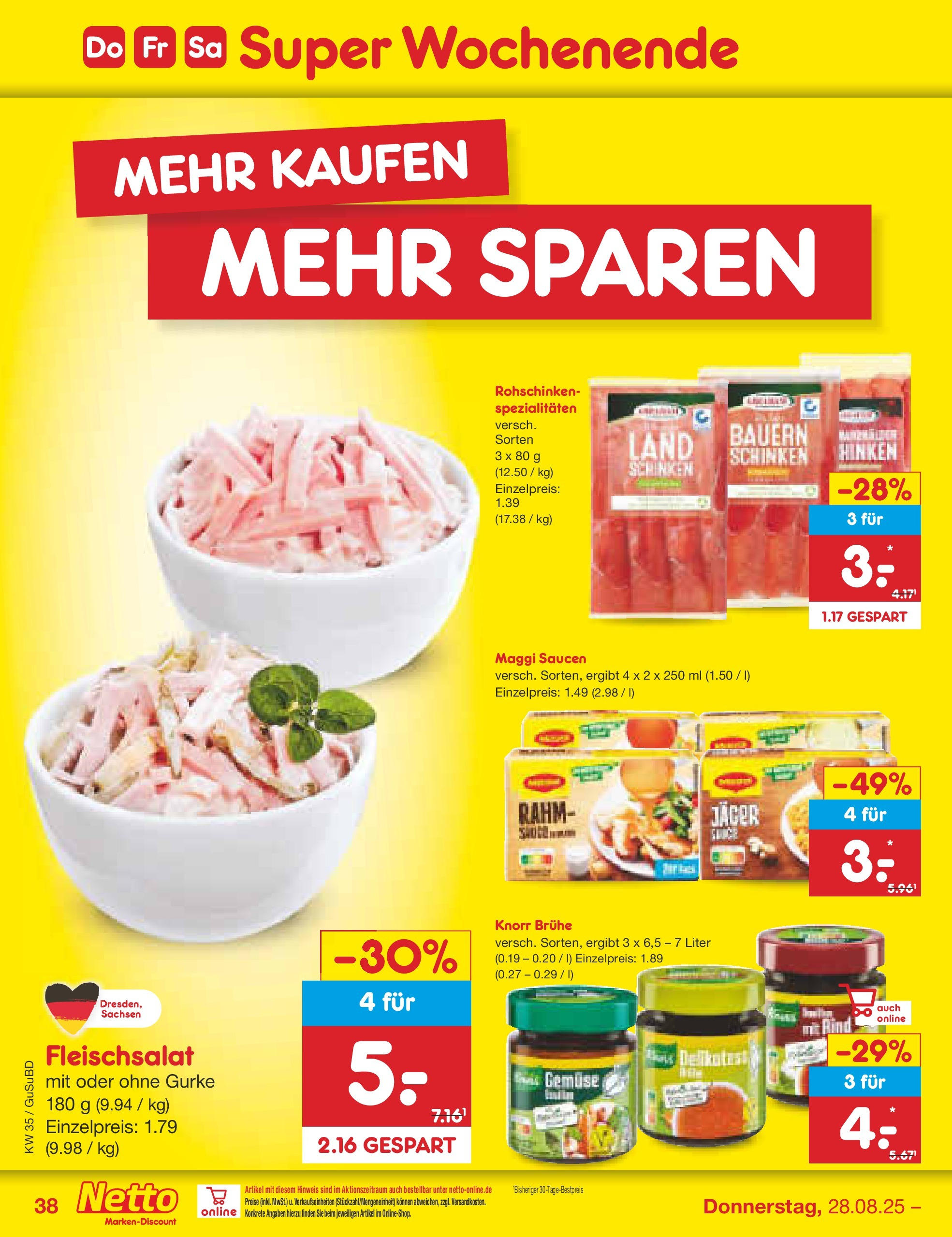 Netto Marken-Discount prospekt Glauchau	 (ab 24.08.2025) » Angebote | Seite: 54 | Produkte: Maggi, Knorr, Gemüse, Schinken