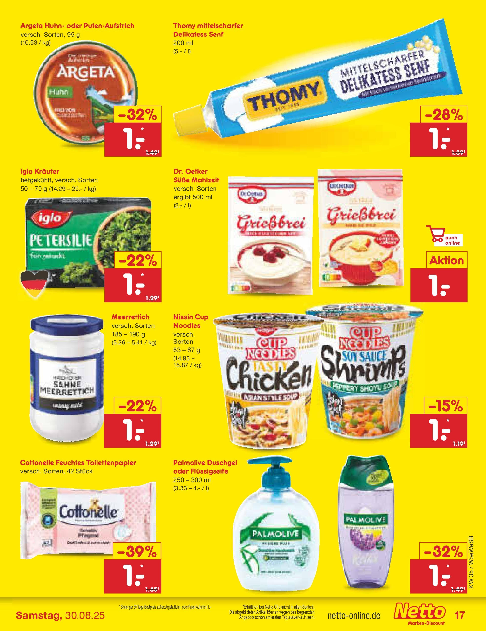 Netto Marken-Discount prospekt Katzweiler	 (ab 24.08.2025) » Angebote | Seite: 23 | Produkte: Iglo, Duschgel, Sahne, Toilettenpapier