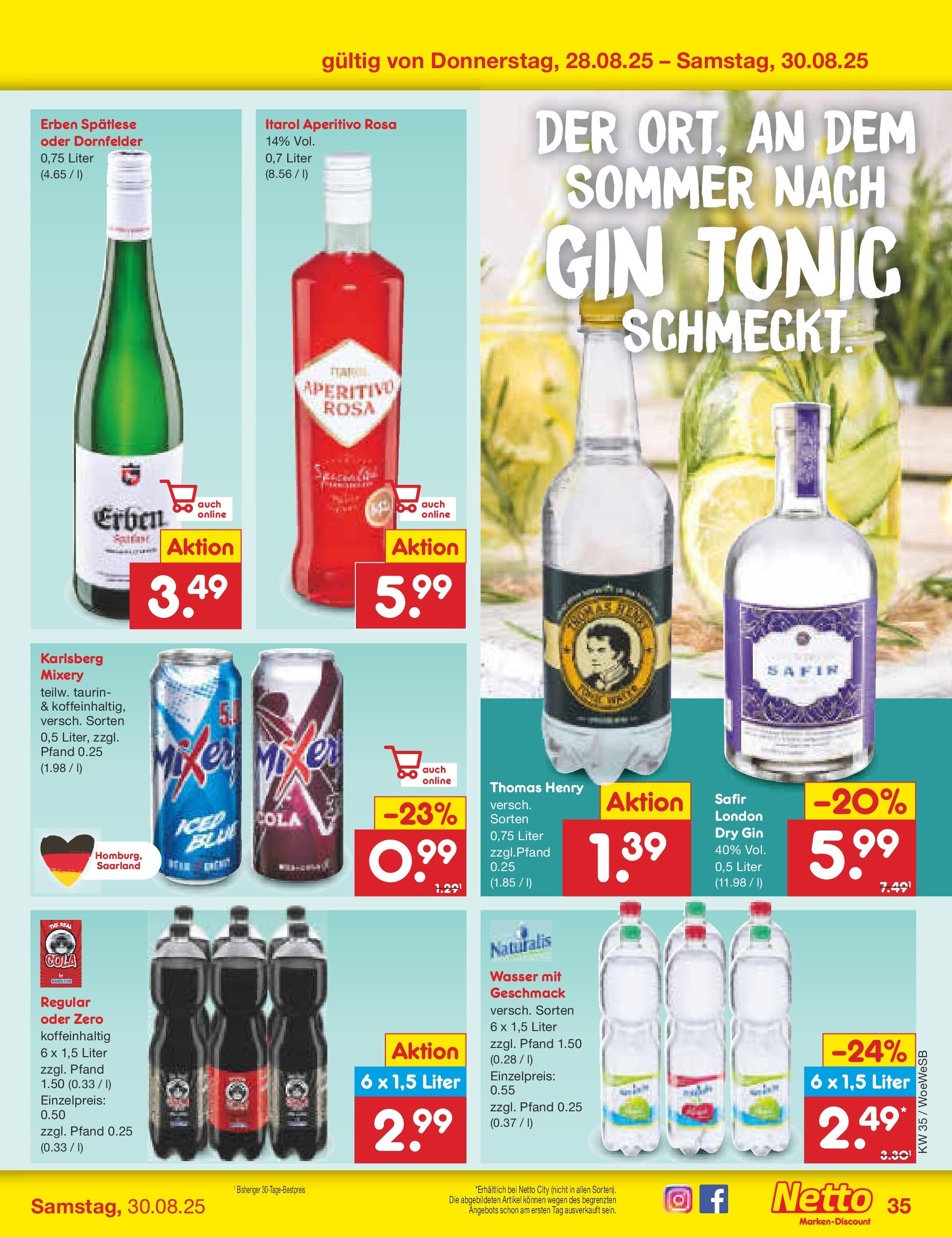 Netto Marken-Discount prospekt Katzweiler	 (ab 24.08.2025) » Angebote | Seite: 51 | Produkte: Cola, Wasser, Mixery, Gin
