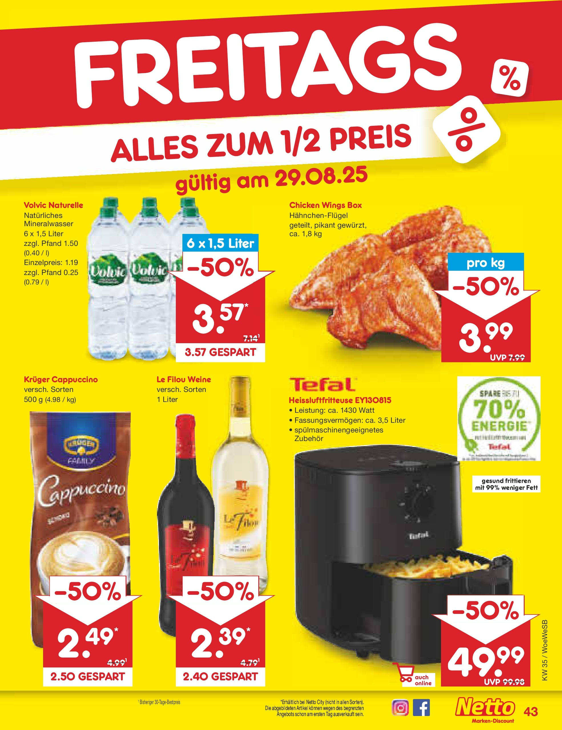 Netto Marken-Discount prospekt Katzweiler	 (ab 24.08.2025) » Angebote | Seite: 63 | Produkte: Box, Mineralwasser, Kruger cappuccino, Volvic