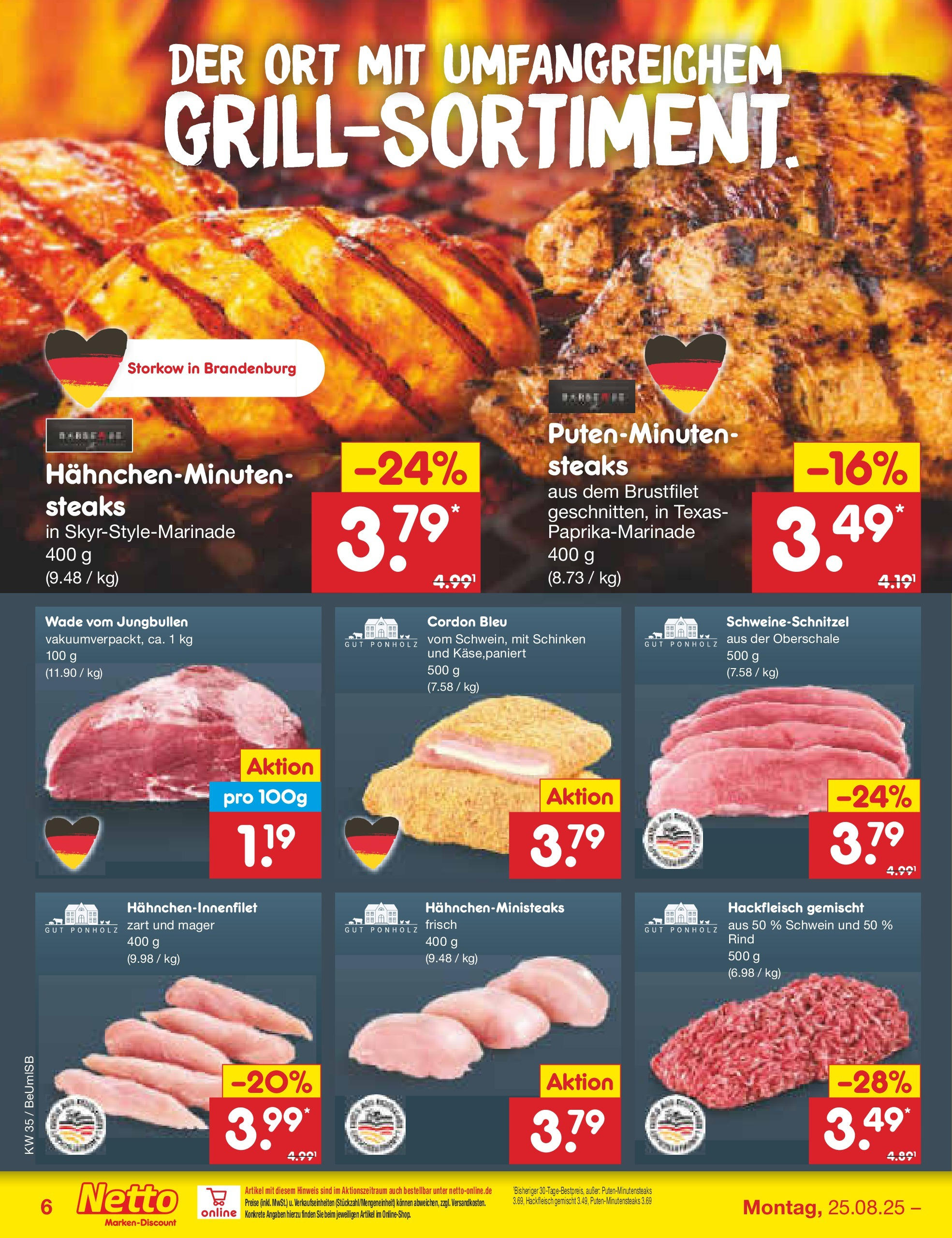 Netto Marken-Discount prospekt Kremmen	 (ab 24.08.2025) » Angebote | Seite: 8 | Produkte: Schinken, Hackfleisch