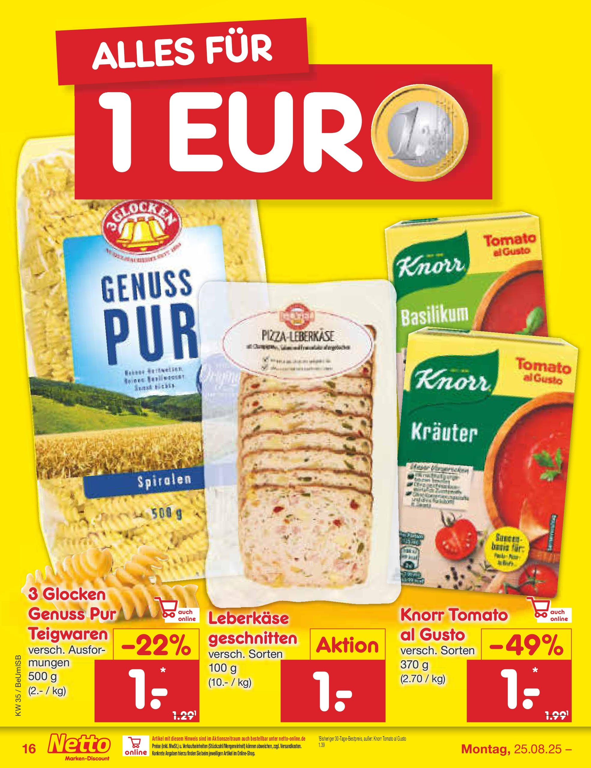 Netto Marken-Discount prospekt Kremmen	 (ab 24.08.2025) » Angebote | Seite: 20 | Produkte: Knorr, Leberkase