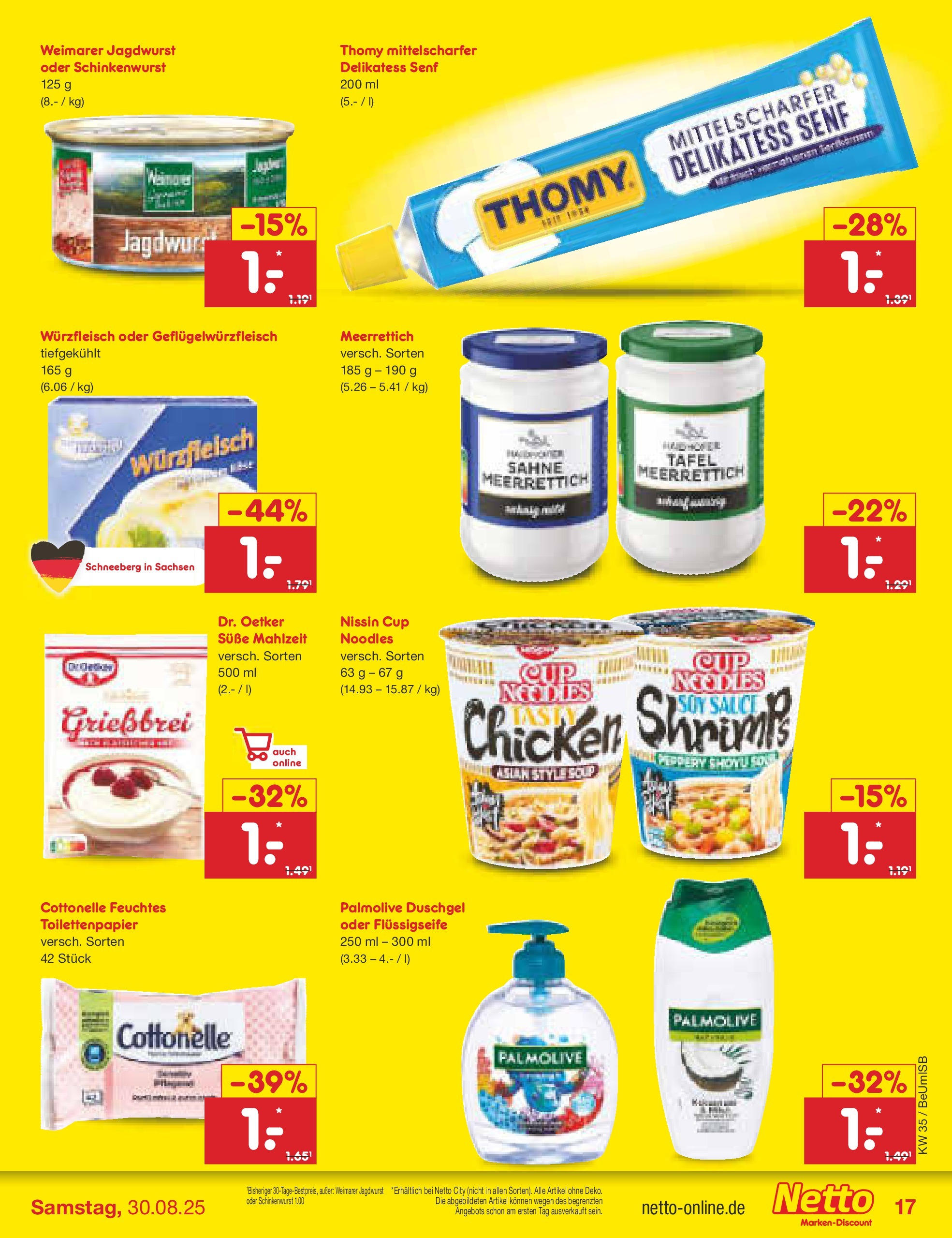 Netto Marken-Discount prospekt Kremmen	 (ab 24.08.2025) » Angebote | Seite: 21 | Produkte: Duschgel, Sahne, Toilettenpapier