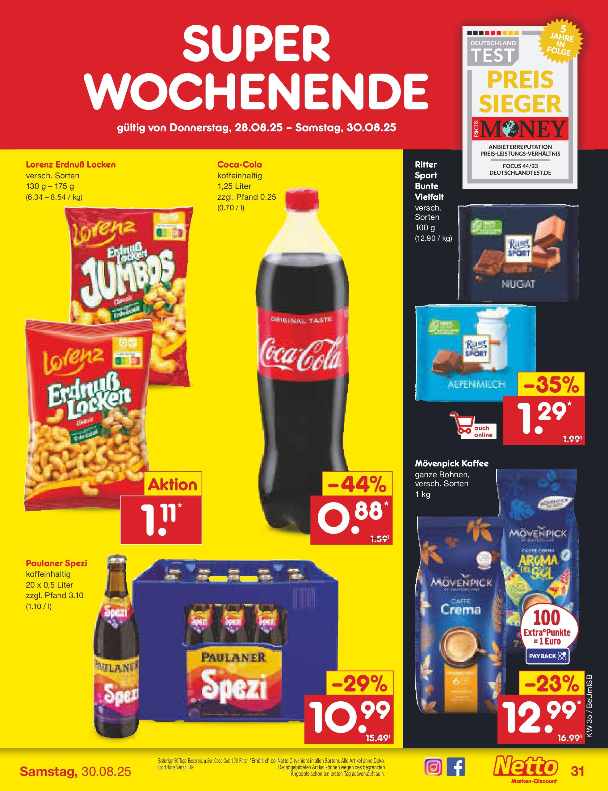 Netto Marken-Discount prospekt Kremmen	 (ab 24.08.2025) » Angebote | Seite: 41 | Produkte: Kaffee, Paulaner spezi, Movenpick kaffee, Paulaner