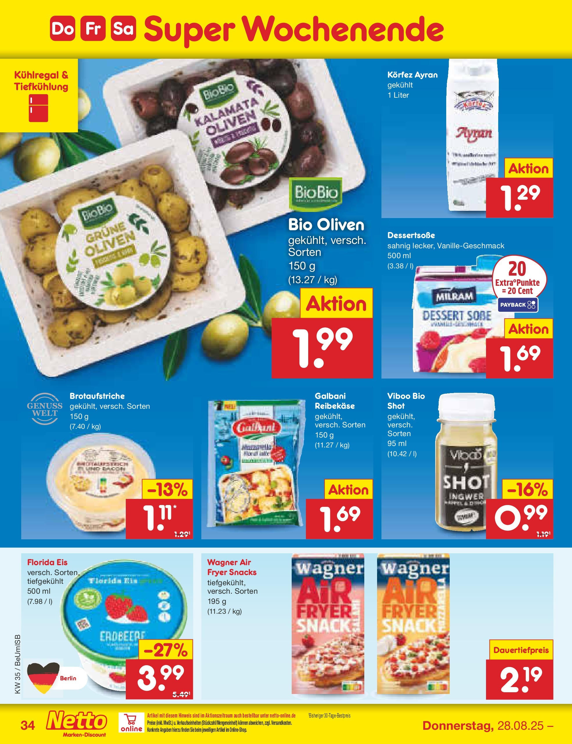 Netto Marken-Discount prospekt Kremmen	 (ab 24.08.2025) » Angebote | Seite: 44 | Produkte: Milram, Reibekase, Eis