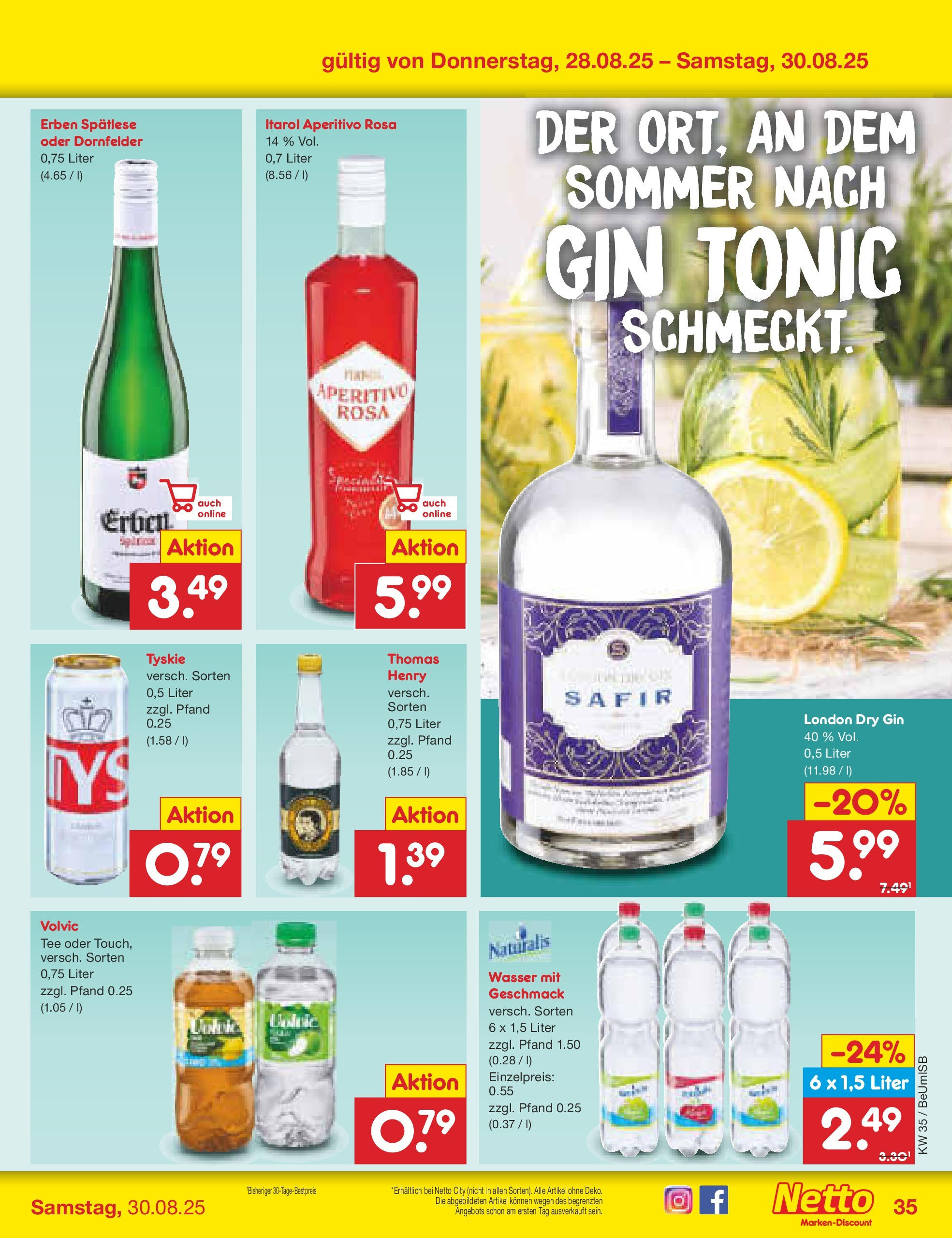Netto Marken-Discount prospekt Kremmen	 (ab 24.08.2025) » Angebote | Seite: 45 | Produkte: Tyskie, Volvic tee, Wasser, Tee