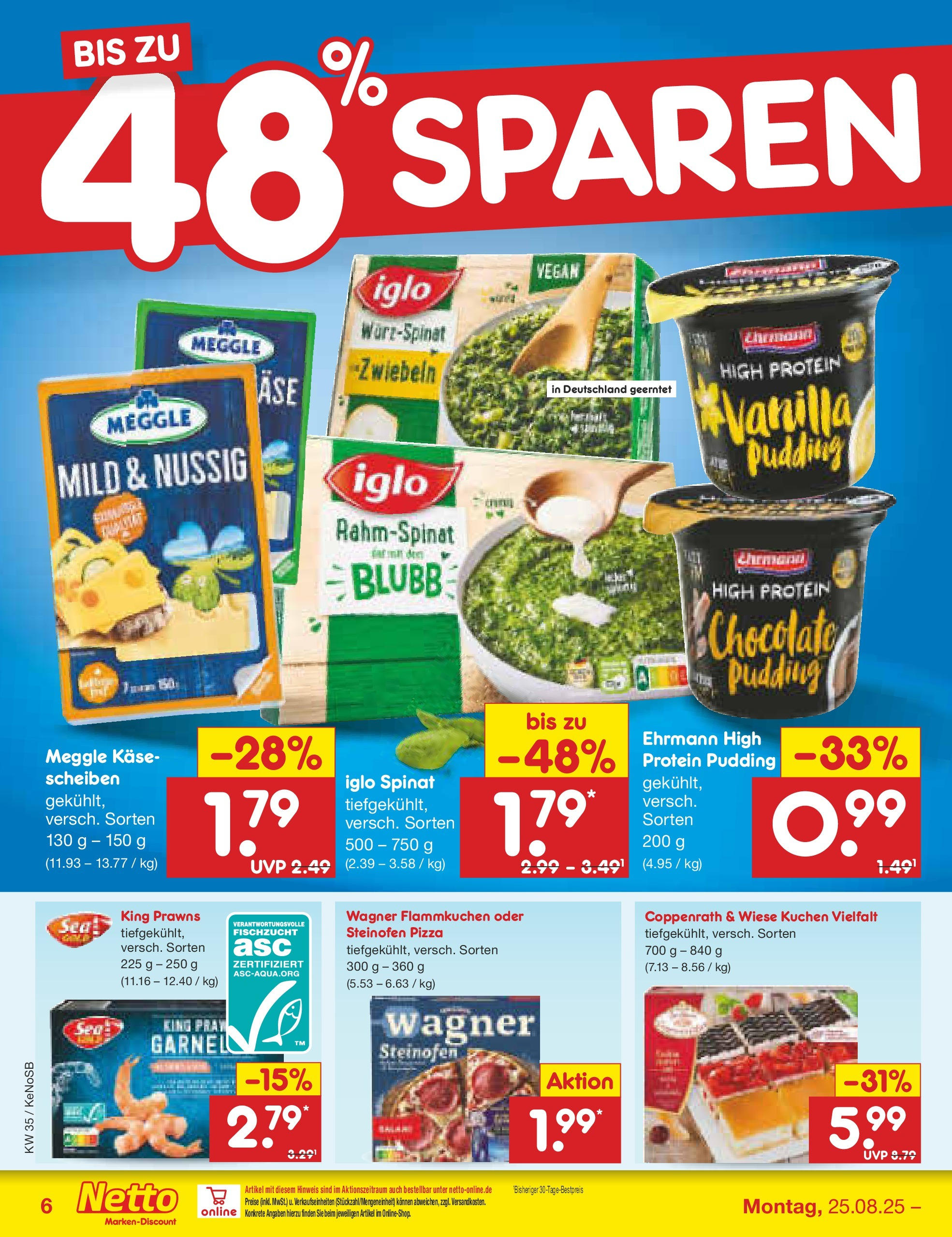 Netto Marken-Discount prospekt Bonn	 (ab 24.08.2025) » Angebote | Seite: 10 | Produkte: High protein pudding, Käse, Iglo, Kuchen