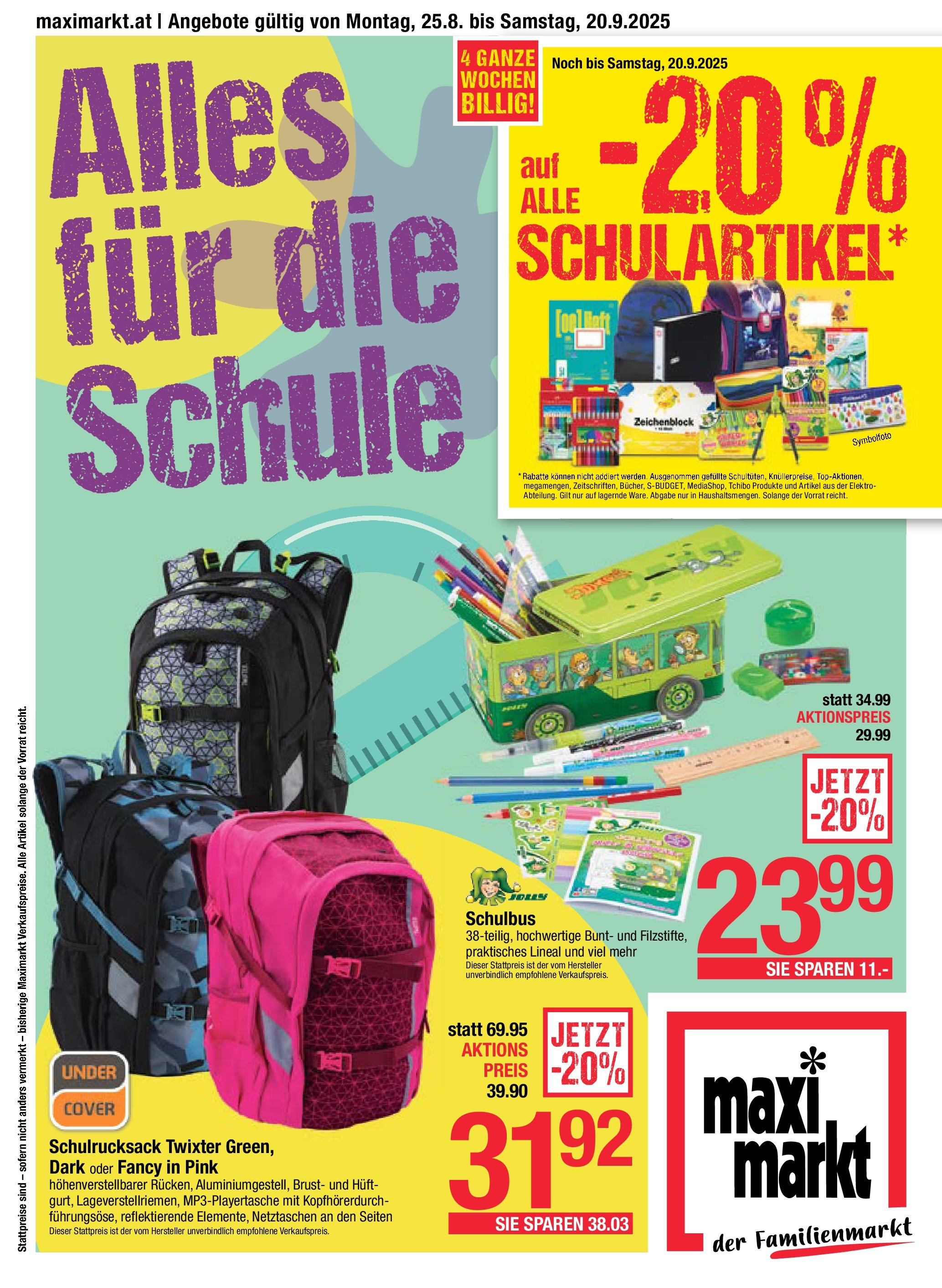  Maximarkt Alles für die Schule Haid, Anif, Linz ab (25.08.2025 - 20.09.2025) - Seite 1