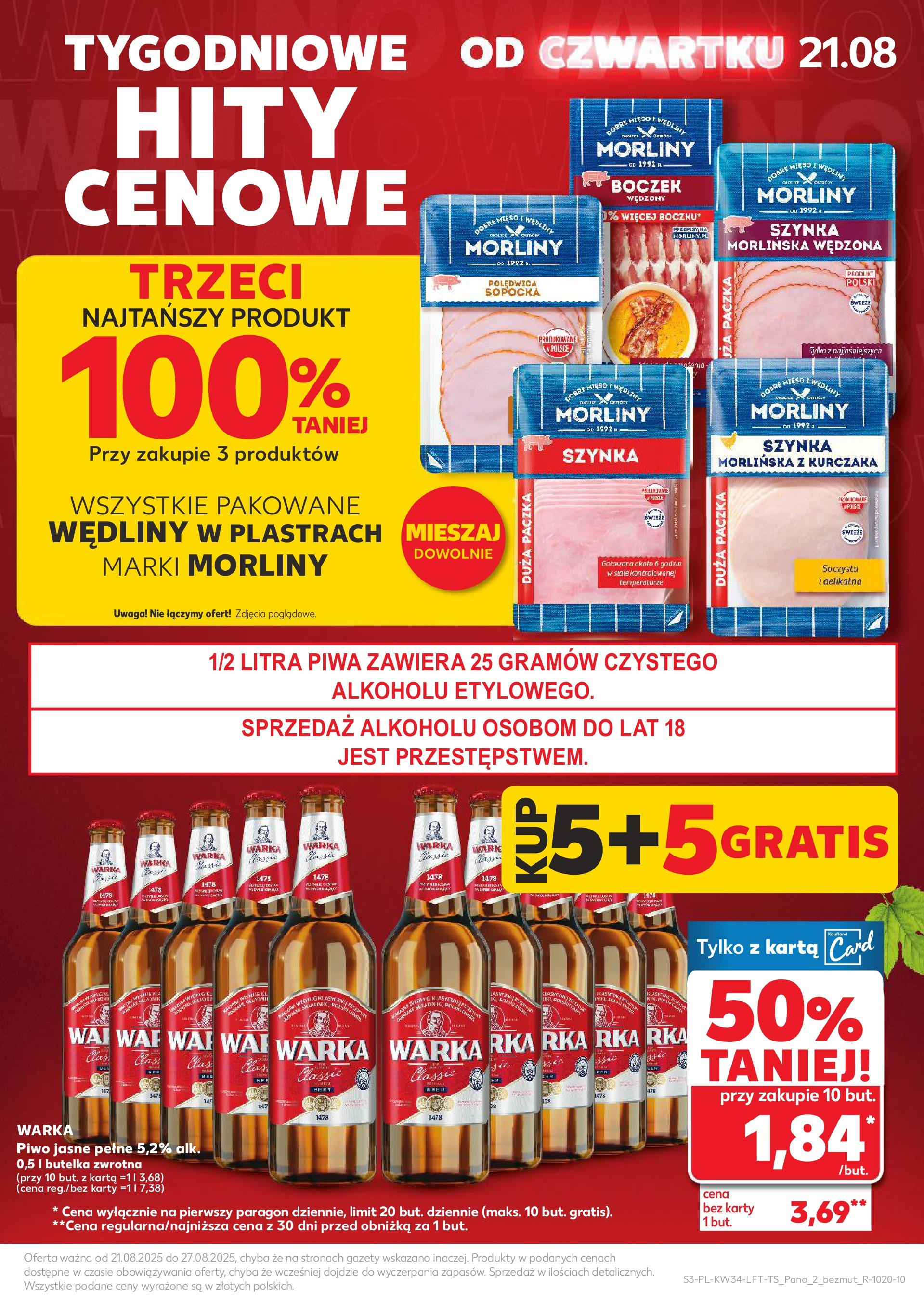 Kaufland gazetka od 21.08.2025 - od jutra PDF | Strona: 3 | Produkty: Mięso, Warka, Boczek, Wędliny