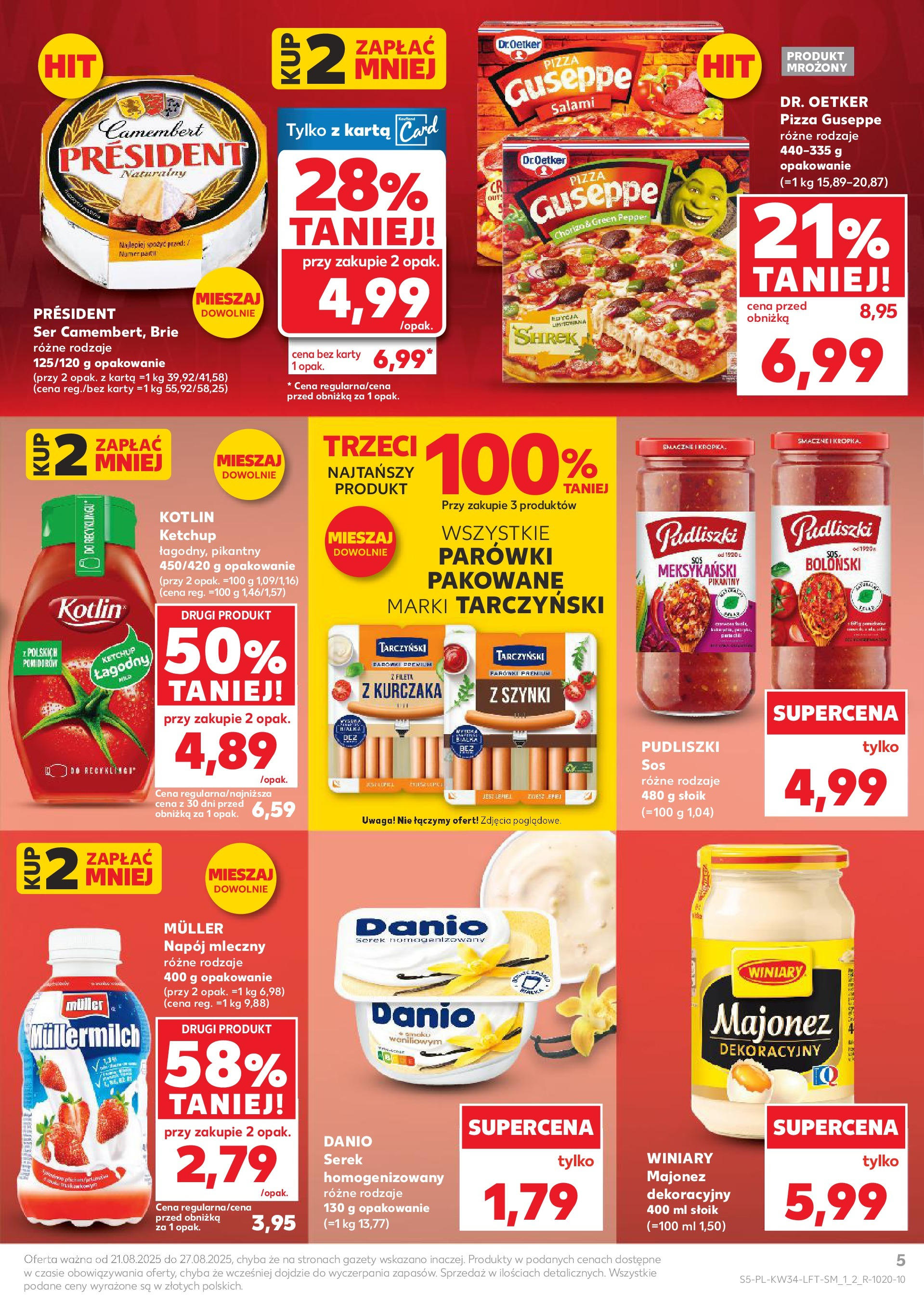 Kaufland gazetka od 21.08.2025 - od jutra PDF | Strona: 5 | Produkty: Ketchup, Salami, Pizza, Majonez