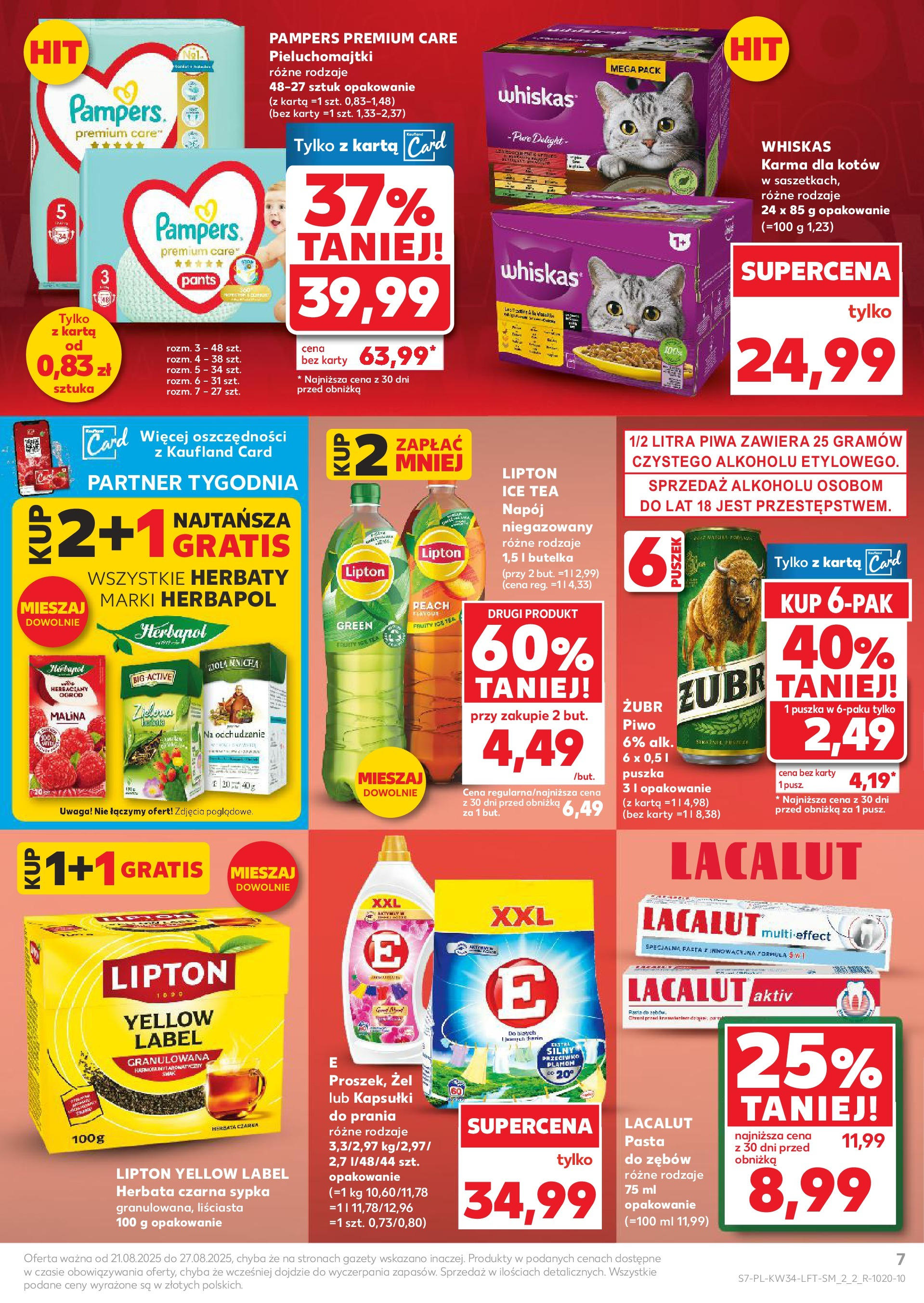 Kaufland gazetka od 21.08.2025 - od jutra PDF | Strona: 7 | Produkty: Malina, Ice Tea, Karma dla kotów, Piwo