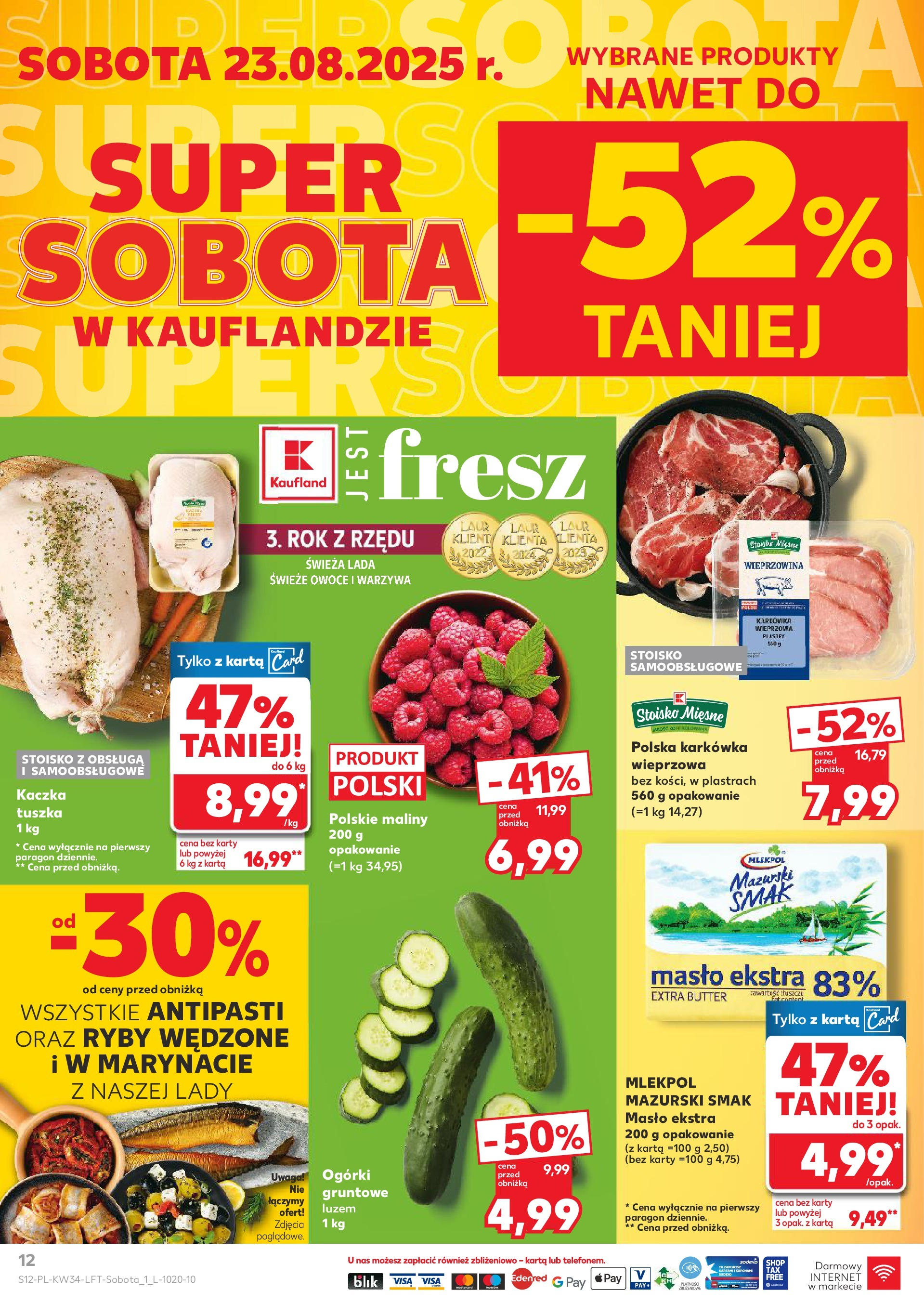 Kaufland gazetka od 21.08.2025 - od jutra PDF | Strona: 12 | Produkty: Karta, Maliny, Karkówka, Masło