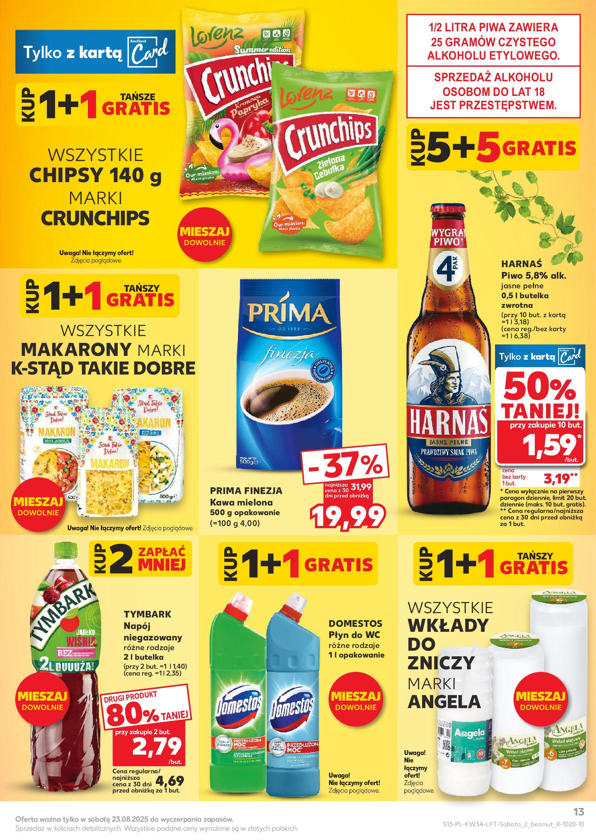 Kaufland gazetka od 21.08.2025 - od jutra PDF | Strona: 13 | Produkty: Karta, Chipsy, Harnaś, Piwo
