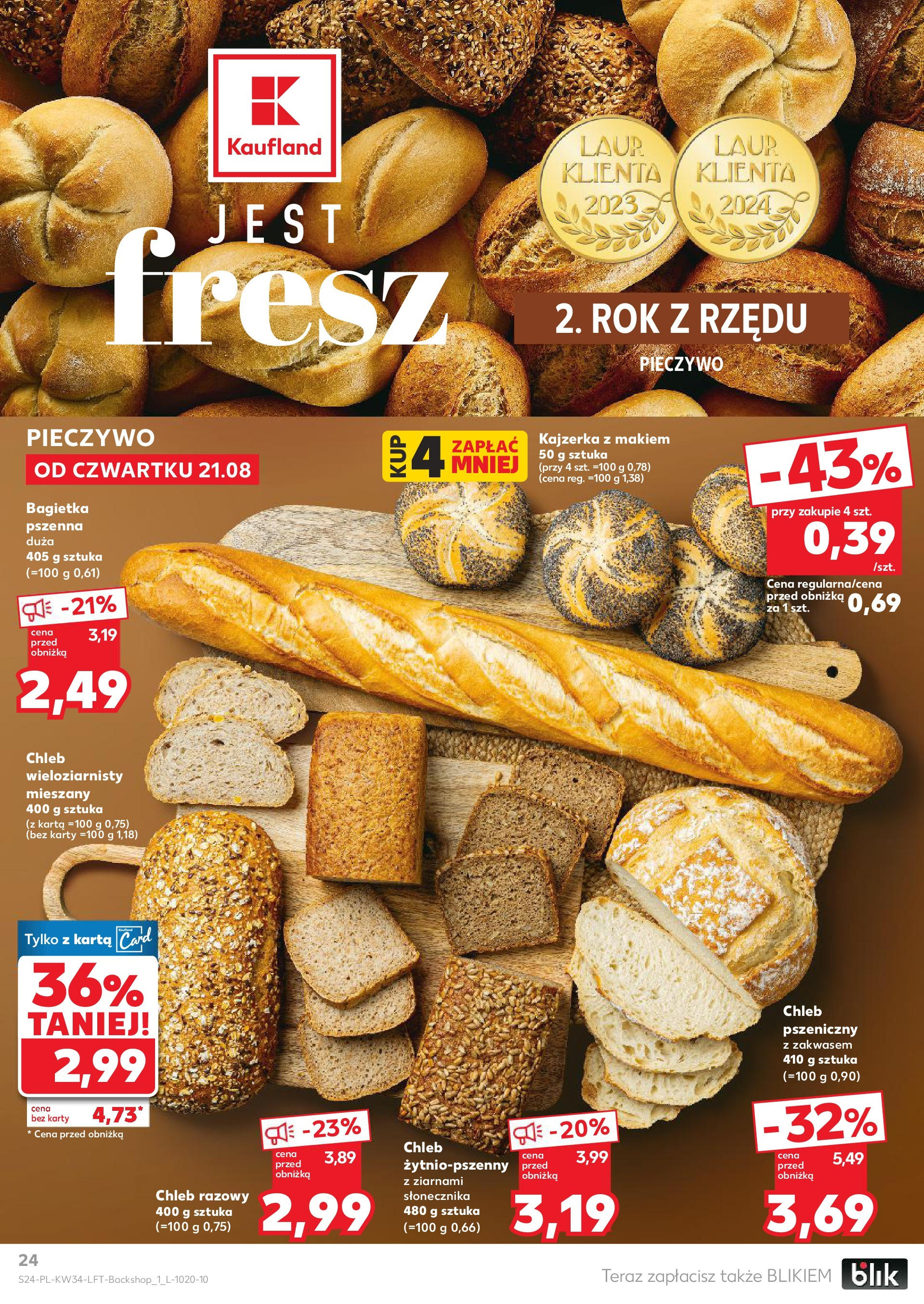 Kaufland gazetka od 21.08.2025 - od jutra PDF | Strona: 24 | Produkty: Karta, Bagietka, Chleb, Chleb wieloziarnisty
