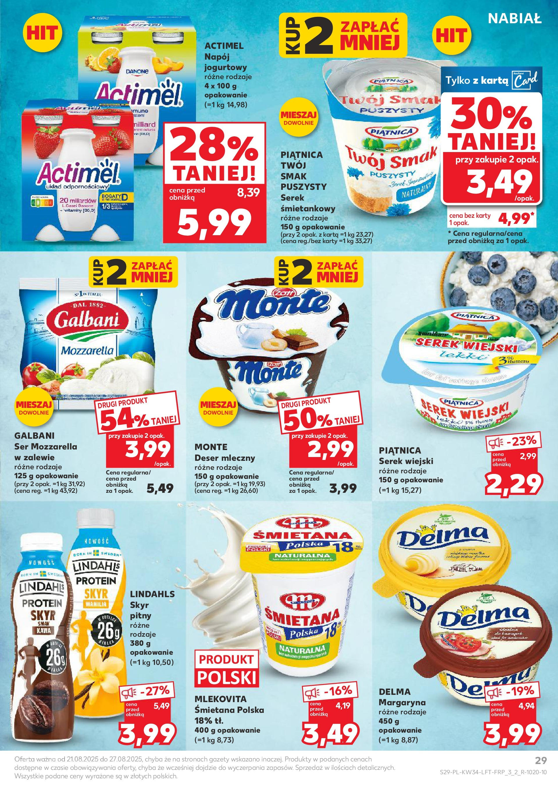 Kaufland gazetka od 21.08.2025 - od jutra PDF | Strona: 29 | Produkty: Karta, Serek, Serek wiejski, Kawa