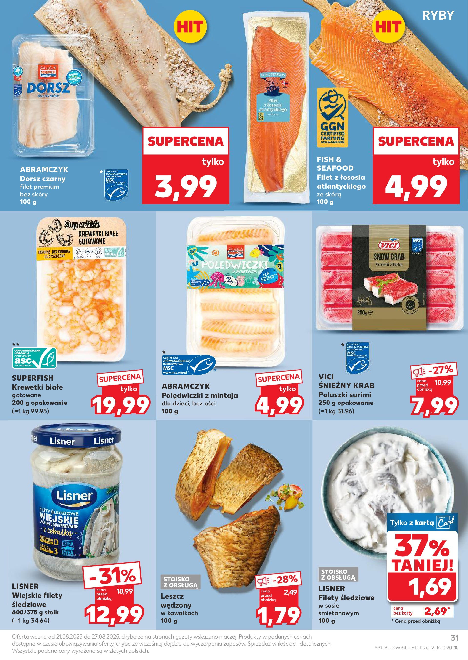 Kaufland gazetka od 21.08.2025 - od jutra PDF | Strona: 31 | Produkty: Krewetki, Dorsz, Dorsz czarny, Ryby