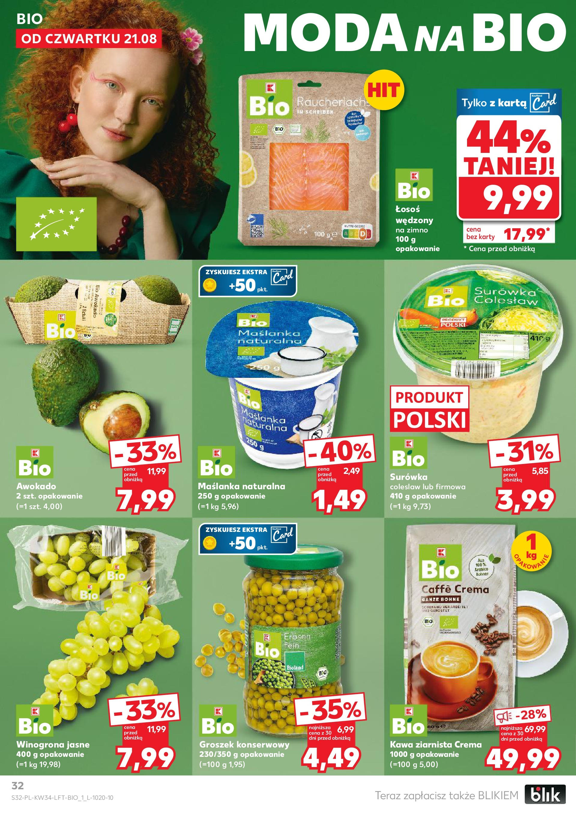 Kaufland gazetka od 21.08.2025 - od jutra PDF | Strona: 32 | Produkty: Karta, Winogrona, Maślanka, Łosoś wędzony