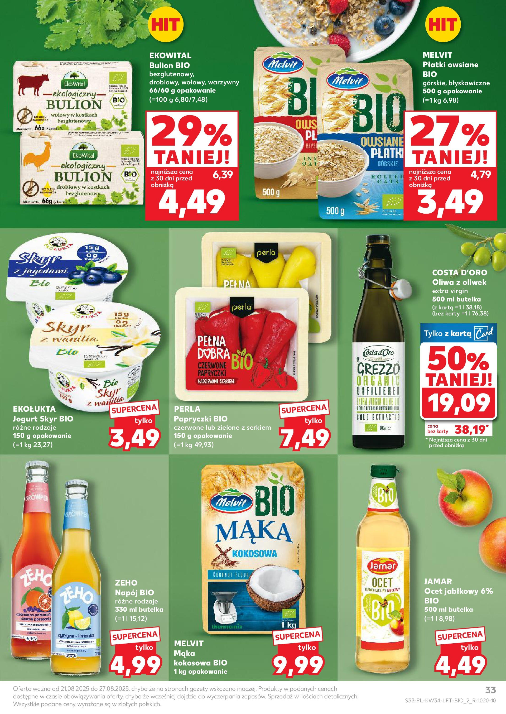 Kaufland gazetka od 21.08.2025 - od jutra PDF | Strona: 33 | Produkty: Oliwa z oliwek extra virgin, Porzeczka, Jogurt, Skyr