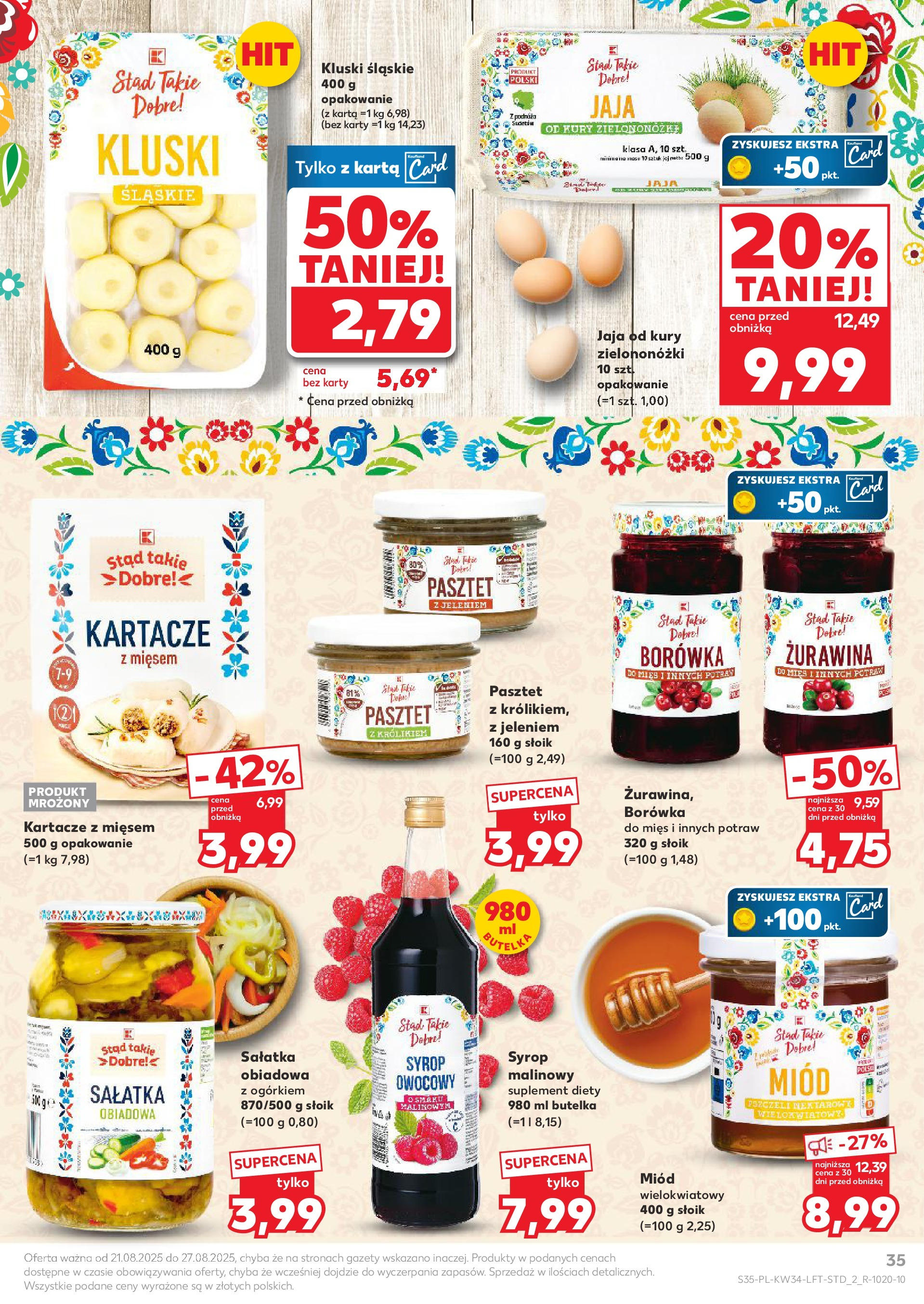 Kaufland gazetka od 21.08.2025 - od jutra PDF | Strona: 35 | Produkty: Karta, Miód, Kluski śląskie, Sałatka