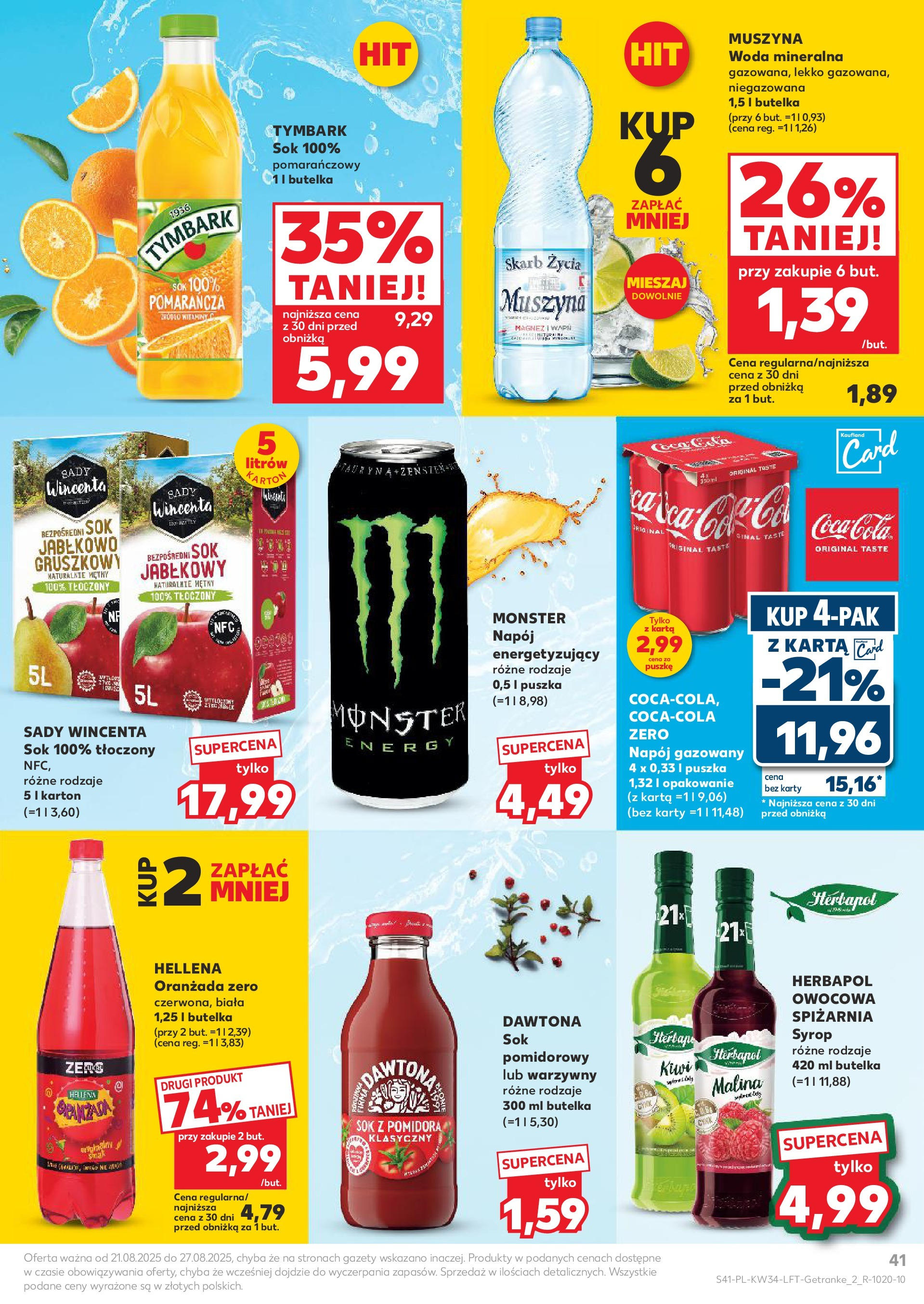 Kaufland gazetka od 21.08.2025 - od jutra PDF | Strona: 41 | Produkty: Malina, Muszyna Woda, Kiwi, Woda