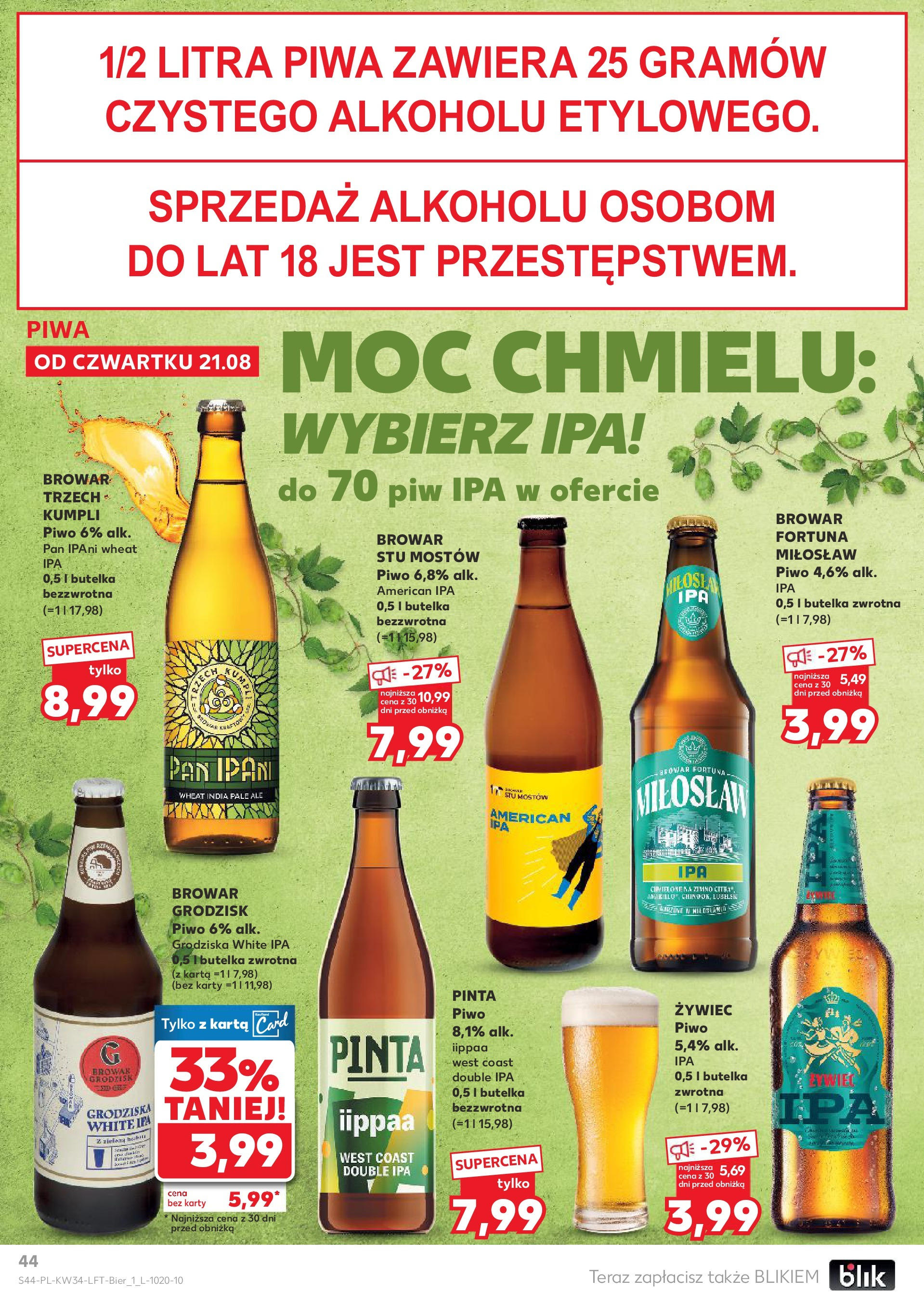 Kaufland gazetka od 21.08.2025 - od jutra PDF | Strona: 44 | Produkty: Karta, Piwo