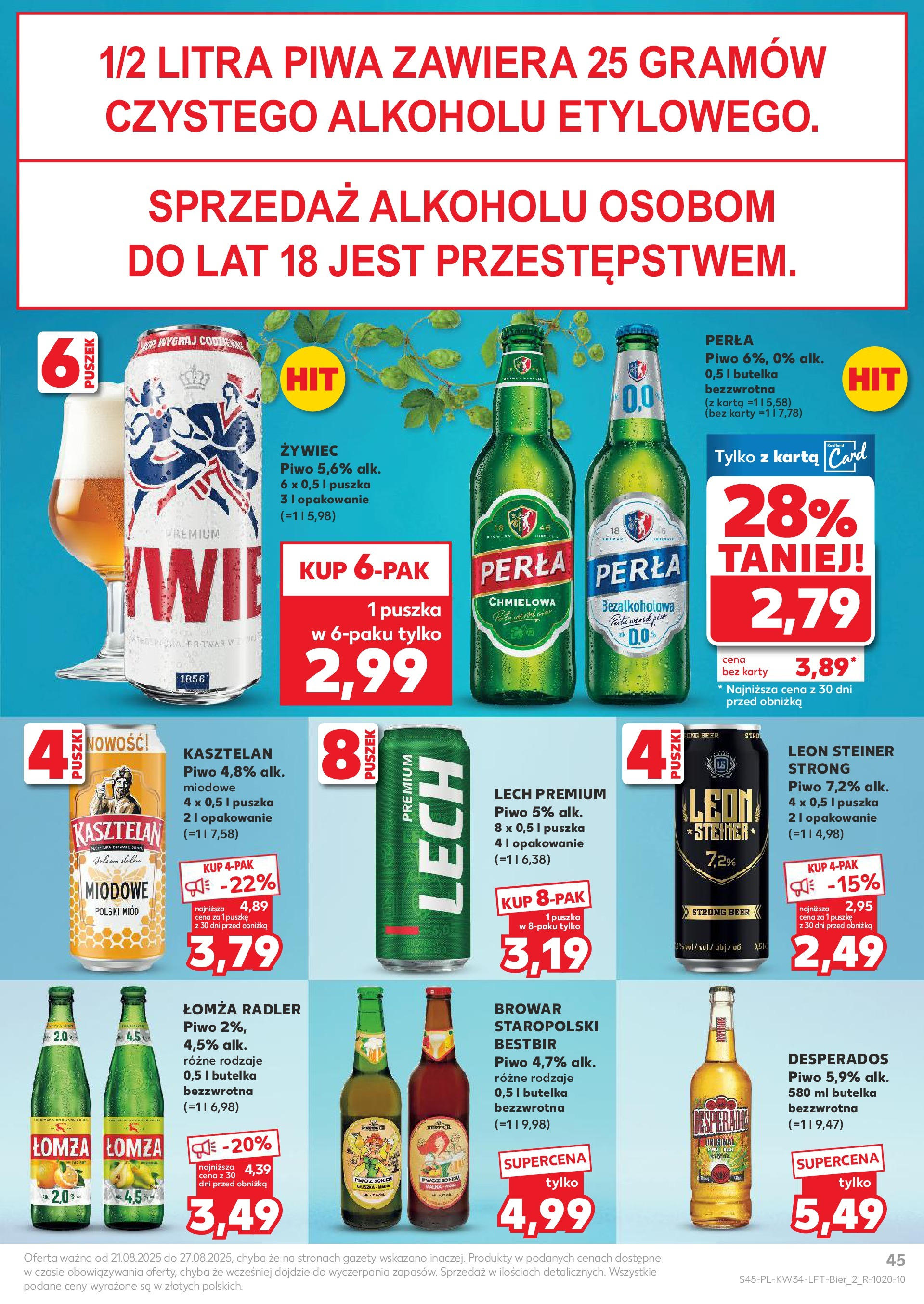 Kaufland gazetka od 21.08.2025 - od jutra PDF | Strona: 45 | Produkty: Karta, Miód, Piwo