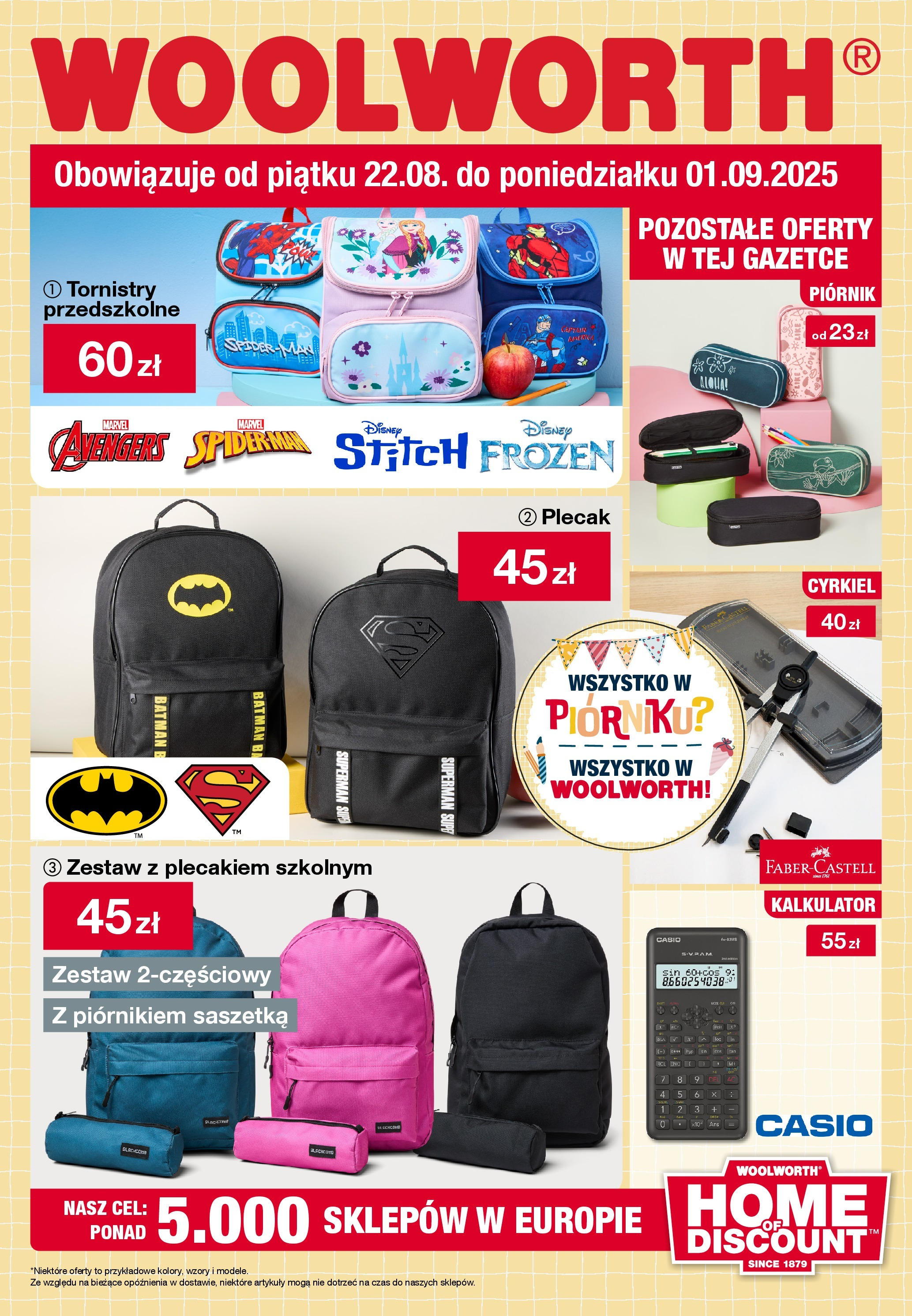 Woolworth - Woolworth: Początek szkoły od (21.08.2025 - 01.09.2025) | Strona: 1 | Produkty: Plecak, Kalkulator