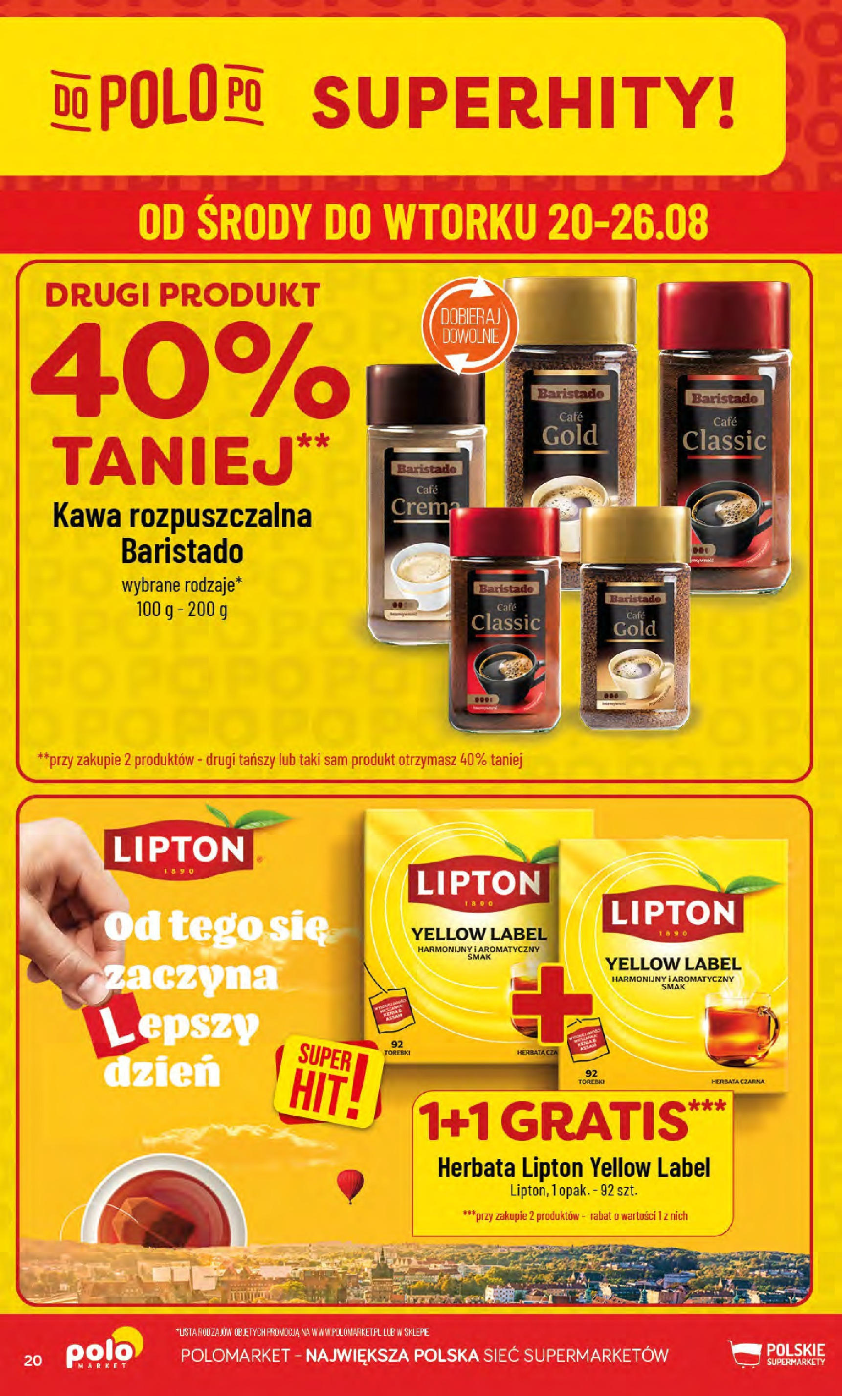 POLOmarket gazetka od jutra (20.08.2025) - Nowa PDF | Strona: 20 | Produkty: Kawa rozpuszczalna, Herbata lipton, Kawa, Herbata