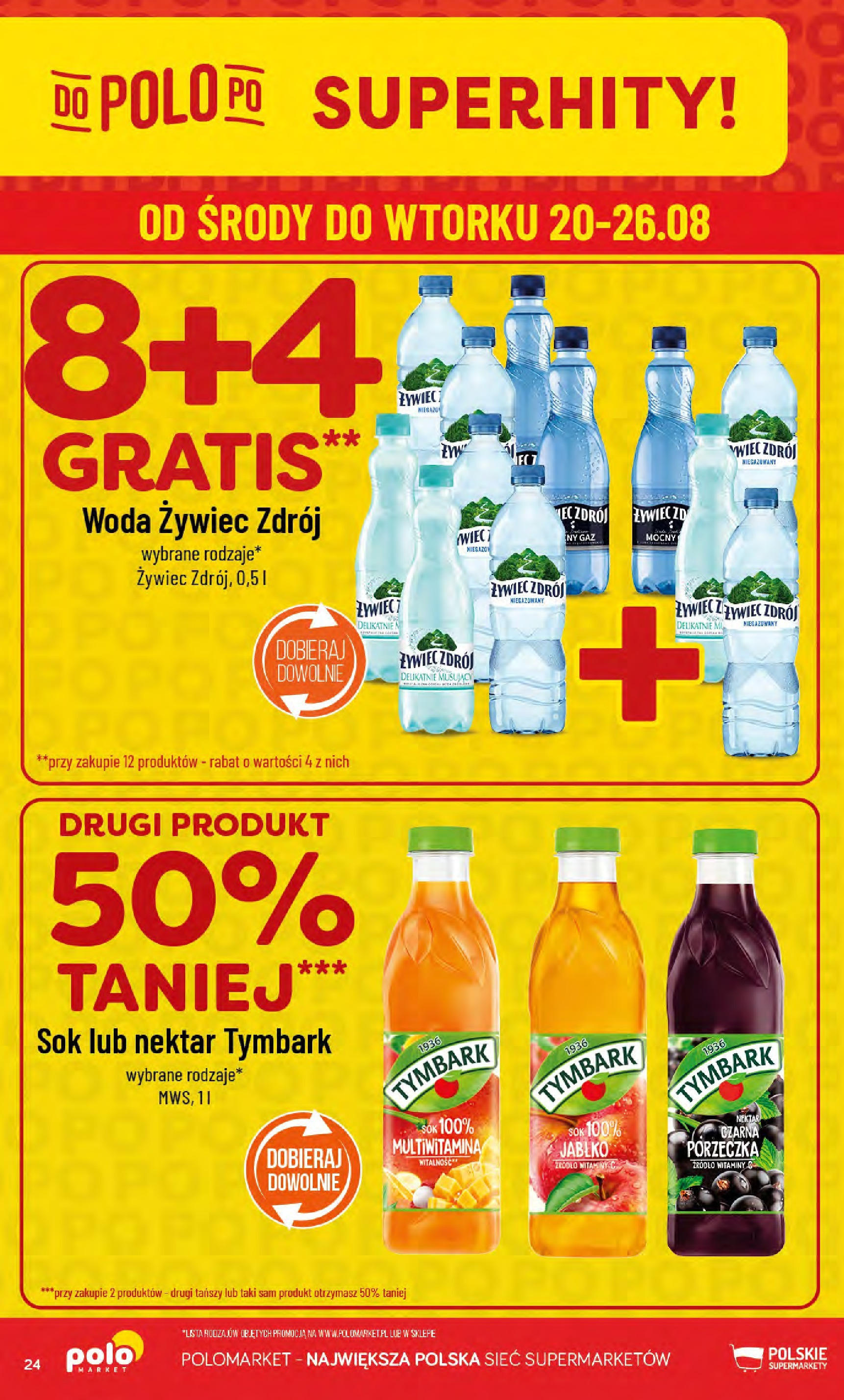 POLOmarket gazetka od jutra (20.08.2025) - Nowa PDF | Strona: 24 | Produkty: Woda żywiec, Porzeczka, Sok, Woda