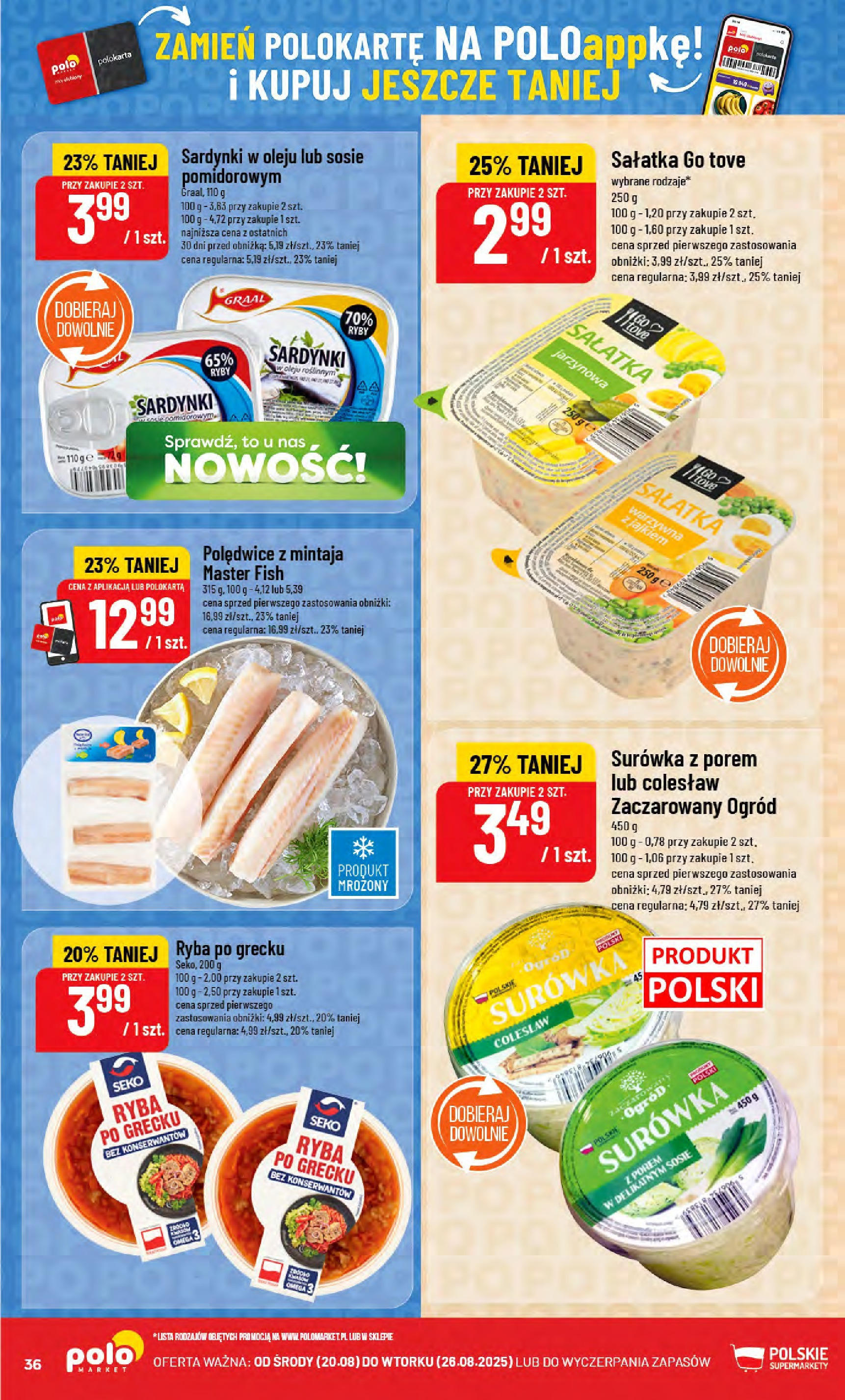 POLOmarket gazetka od jutra (20.08.2025) - Nowa PDF | Strona: 36 | Produkty: Ryba po grecku, Ryby, Ryba, Sałatka
