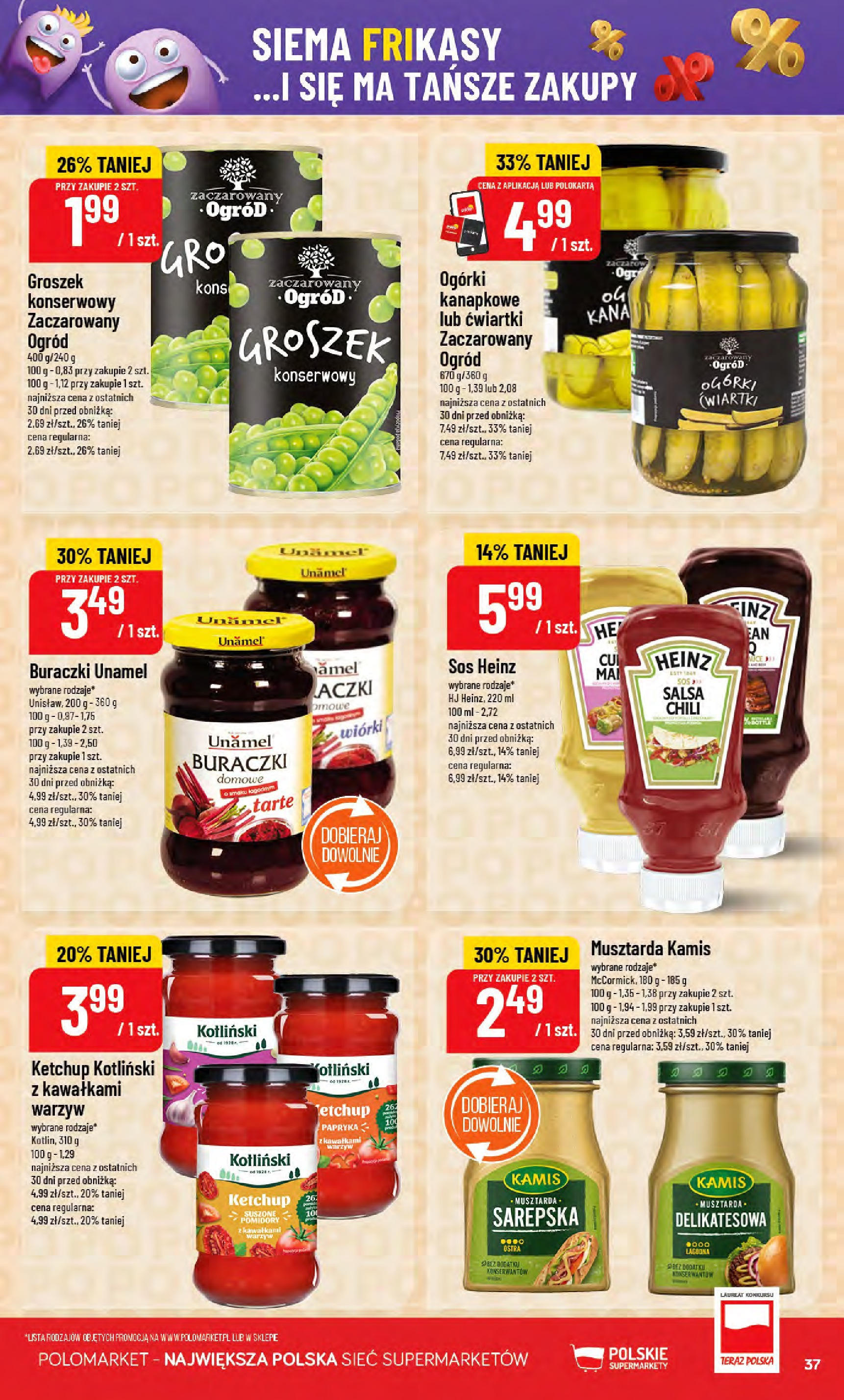 POLOmarket gazetka od jutra (20.08.2025) - Nowa PDF | Strona: 37 | Produkty: Groszek, Papryka, Ogórki, Sos