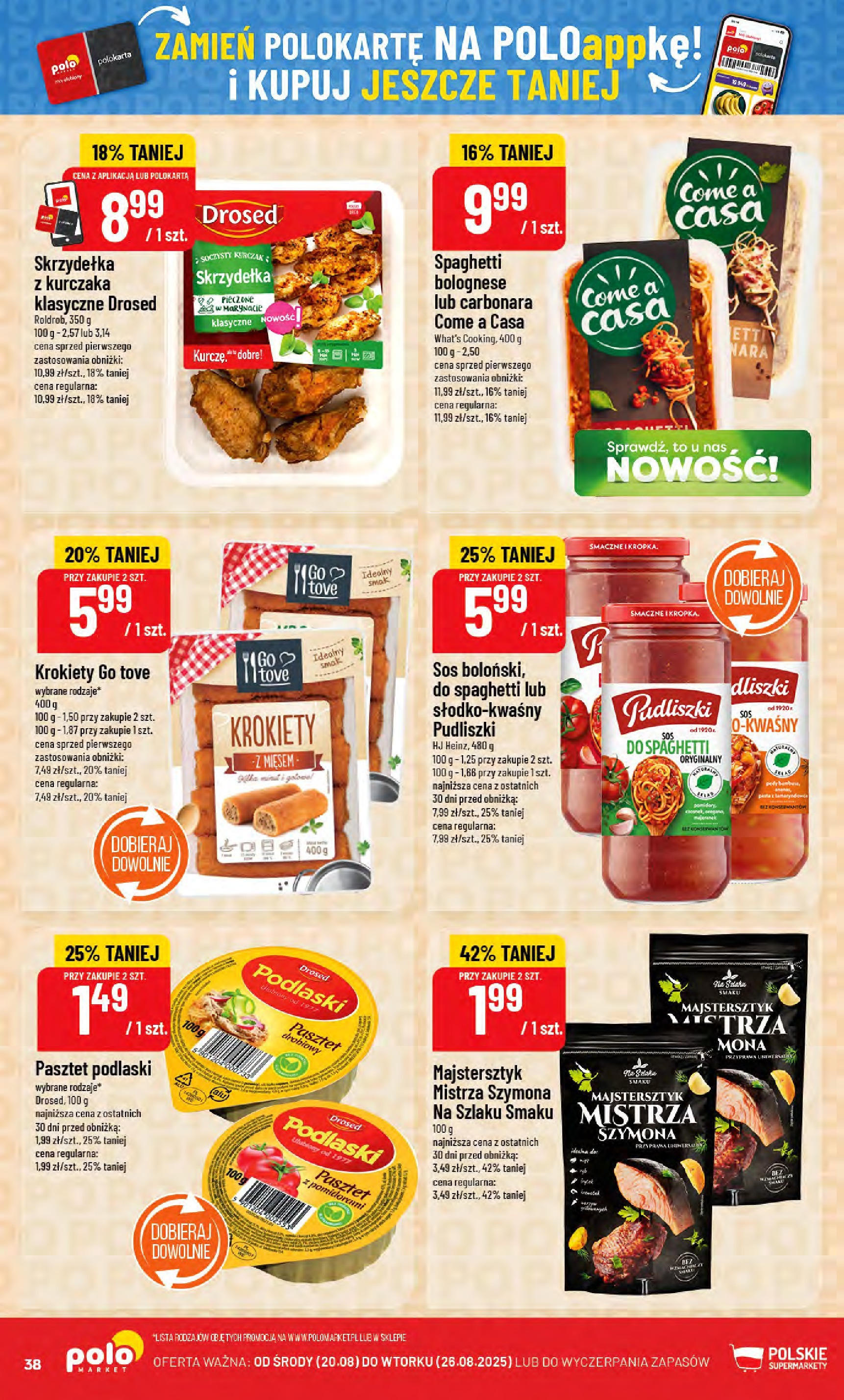 POLOmarket gazetka od jutra (20.08.2025) - Nowa PDF | Strona: 38 | Produkty: Carbonara, Kurczak, Krokiety, Sos