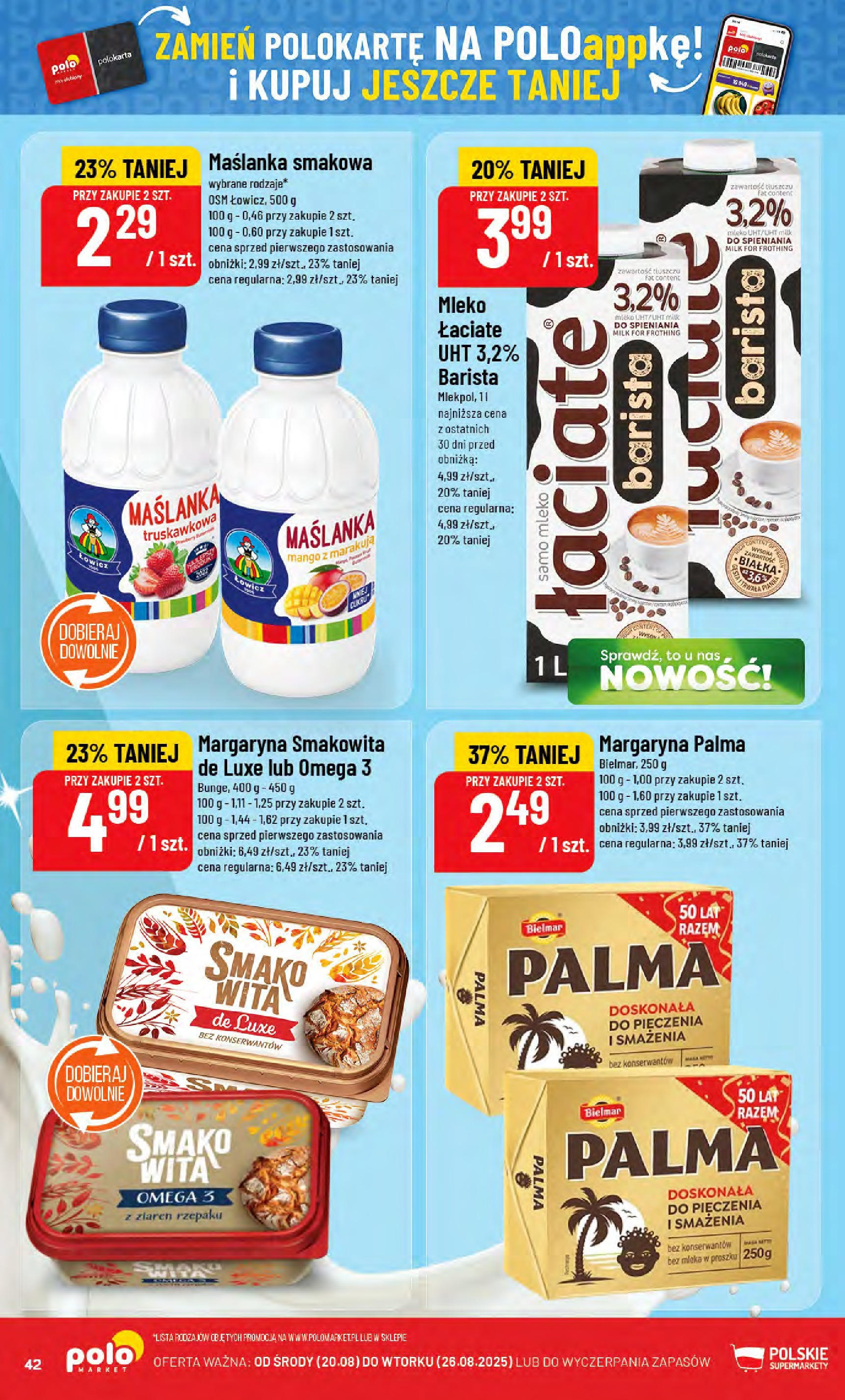 POLOmarket gazetka od jutra (20.08.2025) - Nowa PDF | Strona: 42 | Produkty: Mango, Maślanka, Mleka, Margaryna
