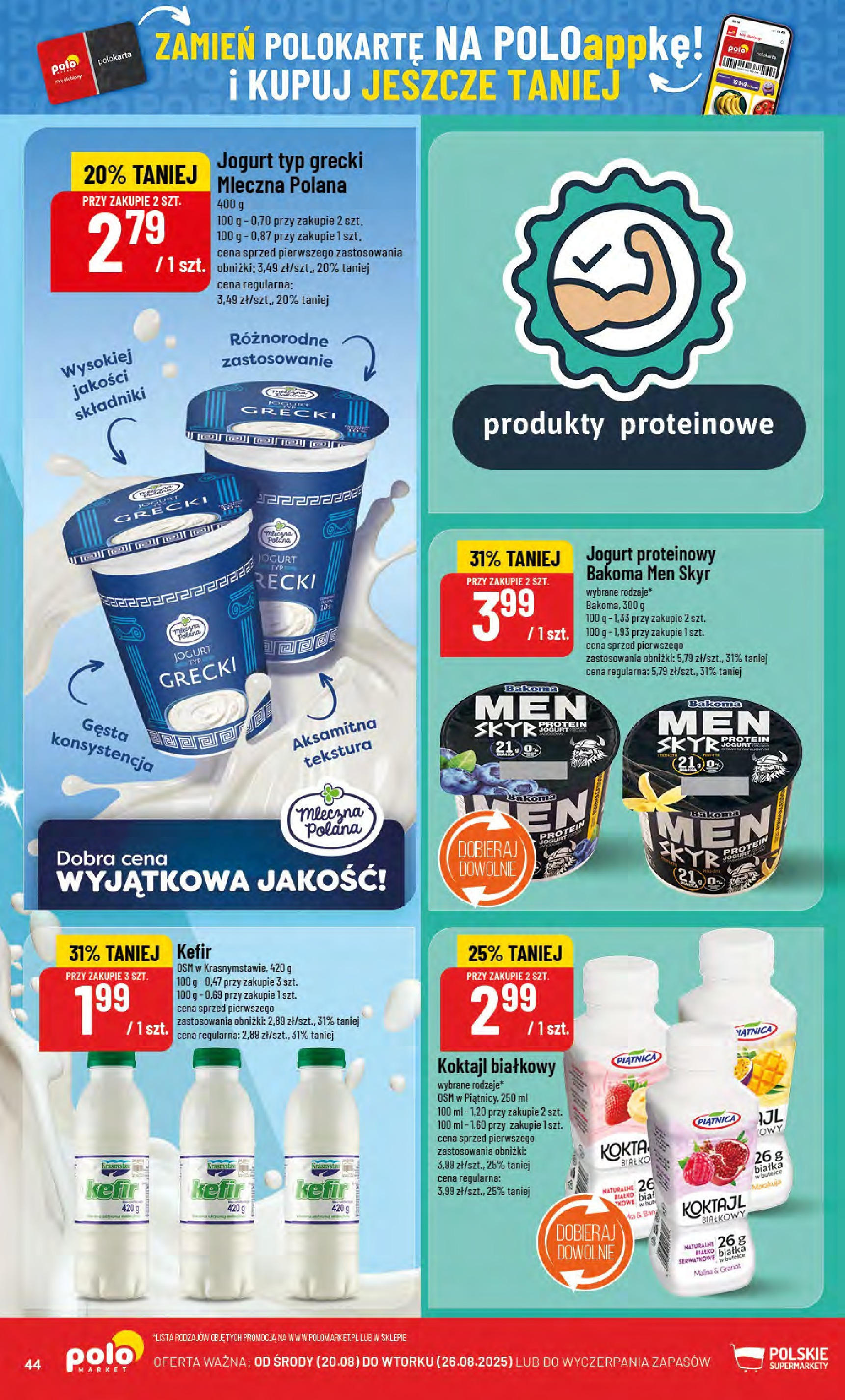 POLOmarket gazetka od jutra (20.08.2025) - Nowa PDF | Strona: 44 | Produkty: Malina, Kefir, Jogurt, Skyr