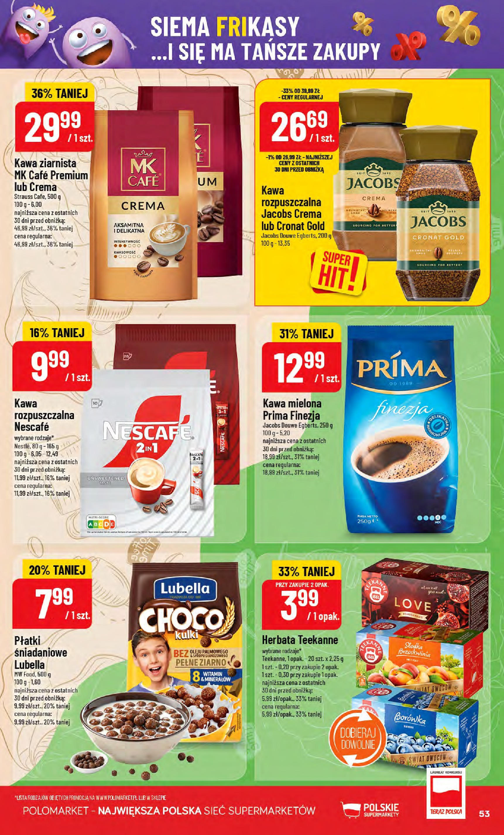 POLOmarket gazetka od jutra (20.08.2025) - Nowa PDF | Strona: 53 | Produkty: Brzoskwinia, Kawa jacobs, Nescafe, Kawa