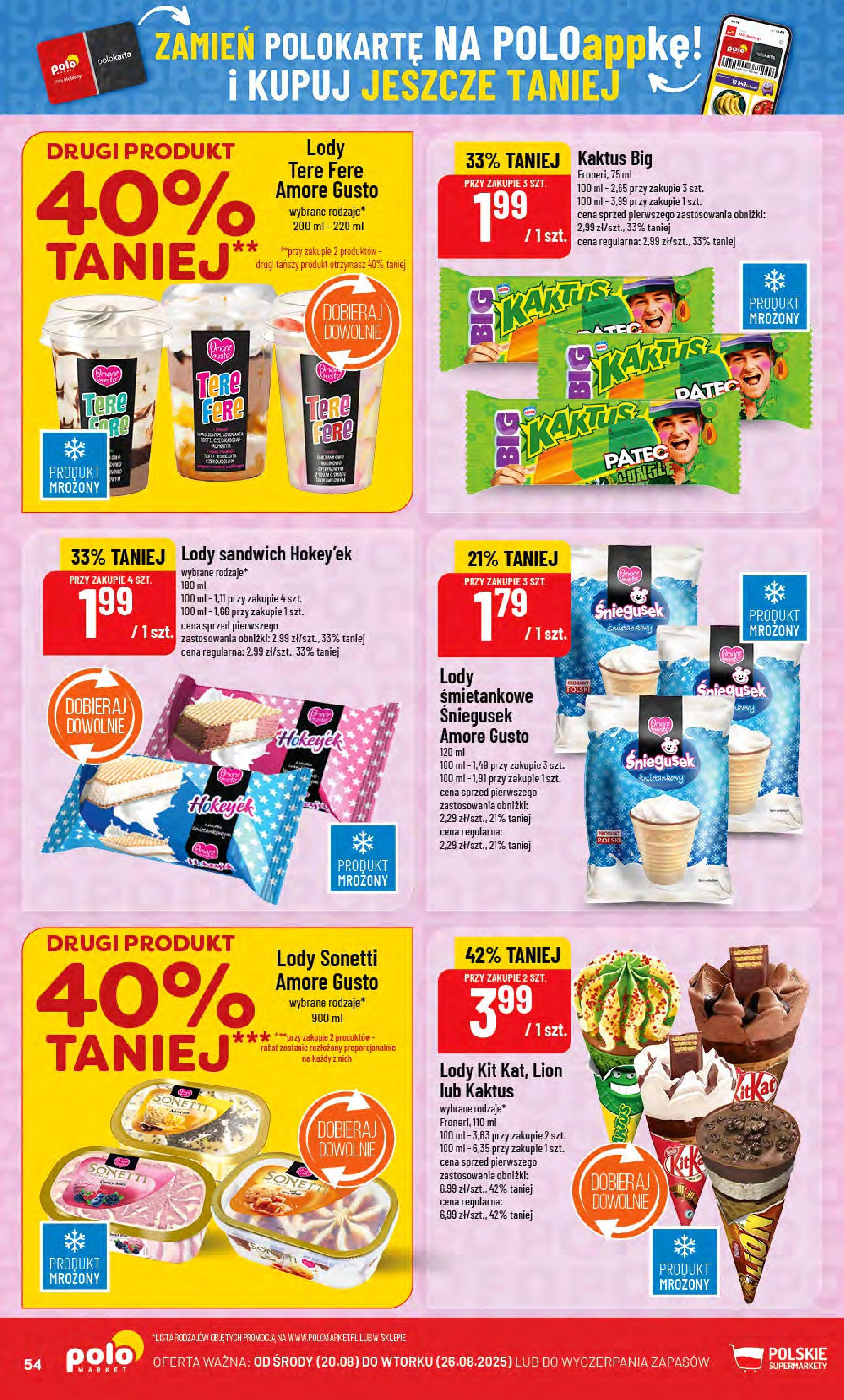 POLOmarket gazetka od jutra (20.08.2025) - Nowa PDF | Strona: 54 | Produkty: Sandwich, Lody