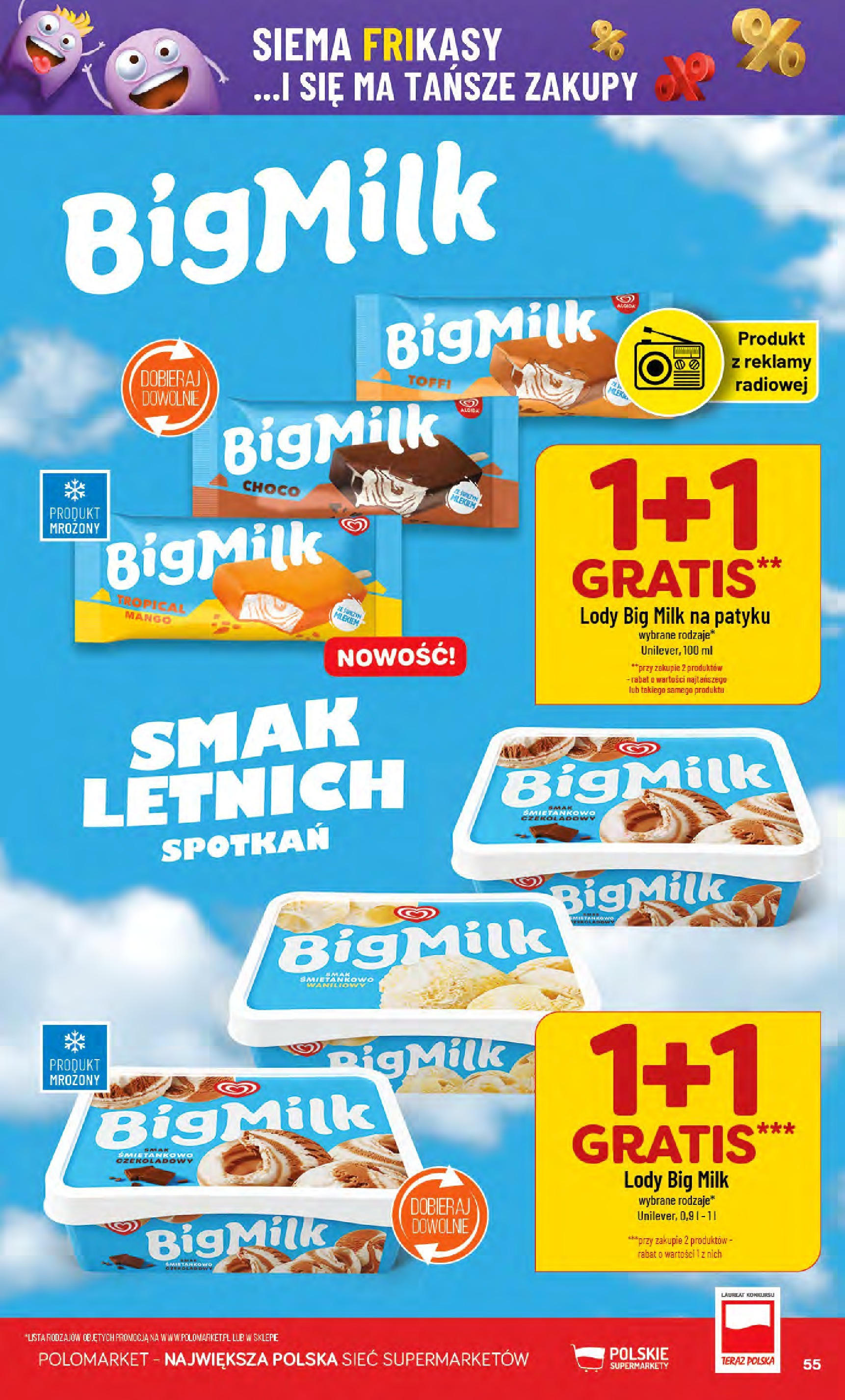 POLOmarket gazetka od jutra (20.08.2025) - Nowa PDF | Strona: 55 | Produkty: Mango, Big Milk, Lody