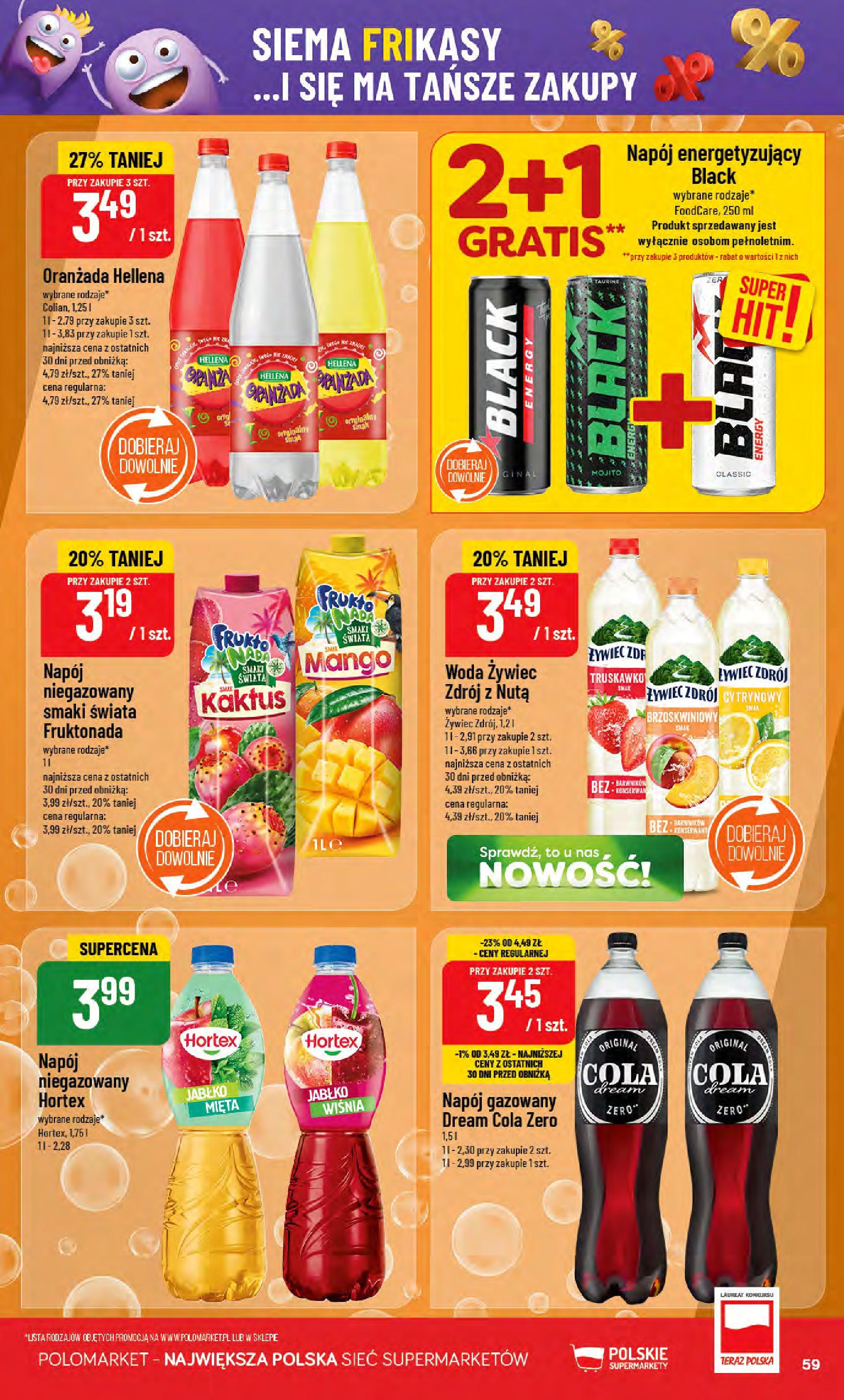 POLOmarket gazetka od jutra (20.08.2025) - Nowa PDF | Strona: 59 | Produkty: Woda żywiec, Oranżada hellena, Mięta, Woda