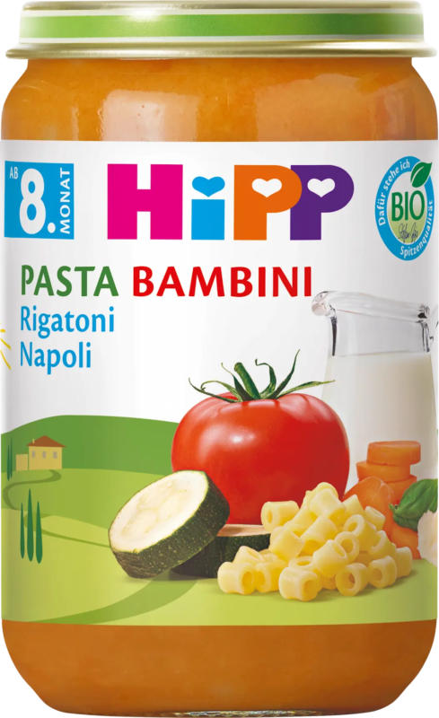 HiPP Menü Pasta Bambini Rigatoni Napoli ab dem 8. Monat