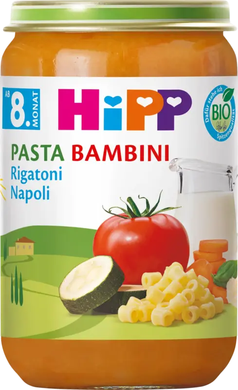 HiPP Menü Pasta Bambini Rigatoni Napoli ab dem 8. Monat